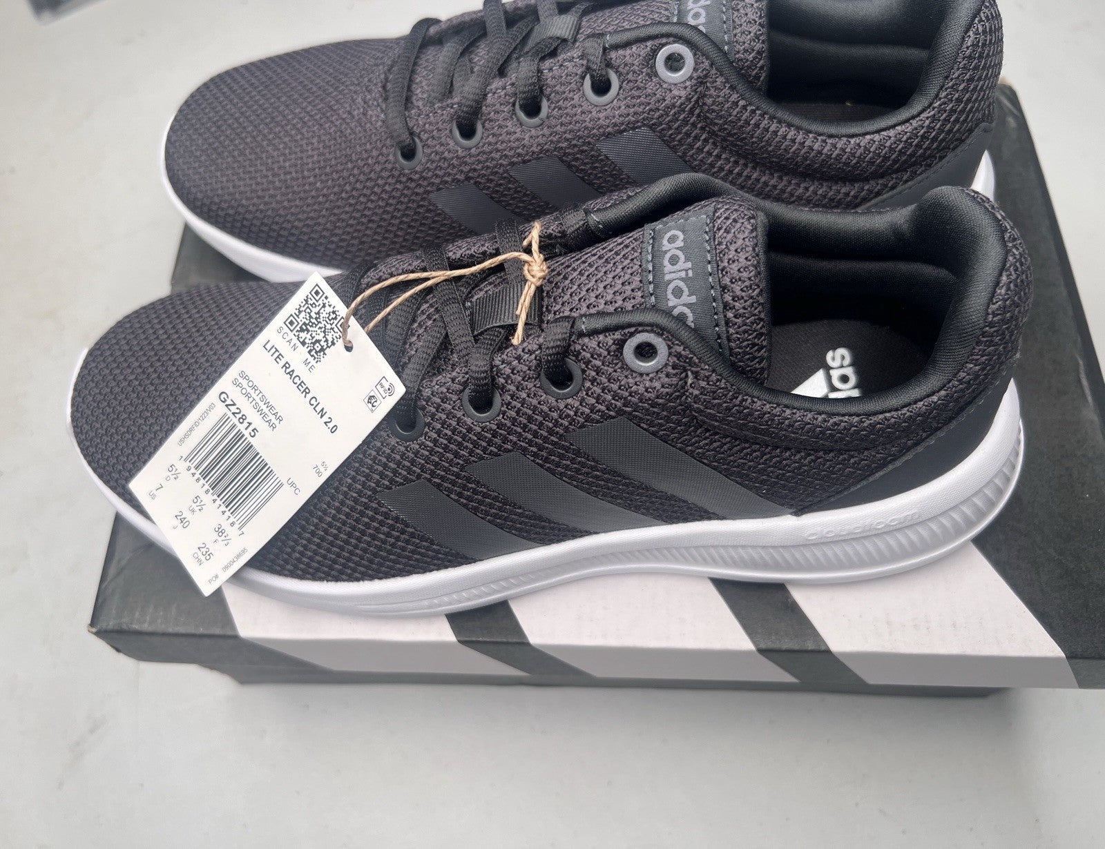 Adidas Lite Racer CLN 2.0 GZ2815 Women’s Size 7 Black White Running Shoes NEW