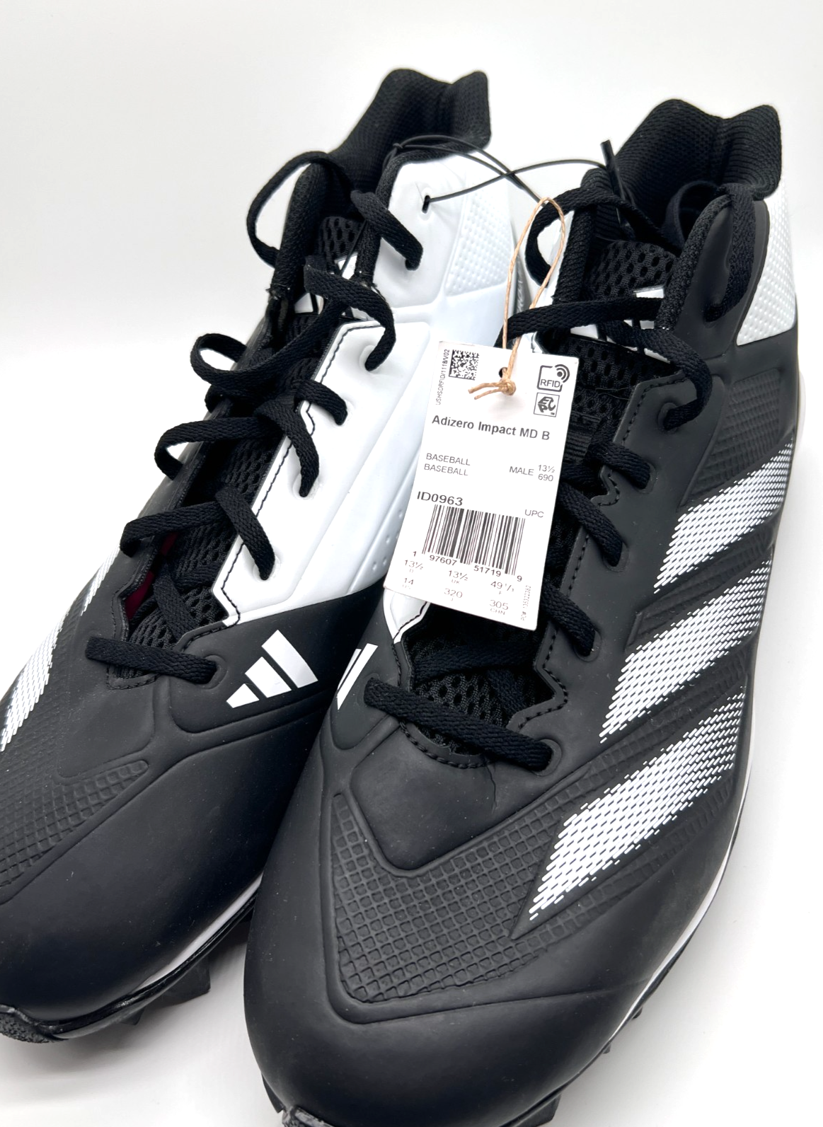 adidas Adizero Impact MD Baseball Cleats Black White Men's 14 ID0963 NWT