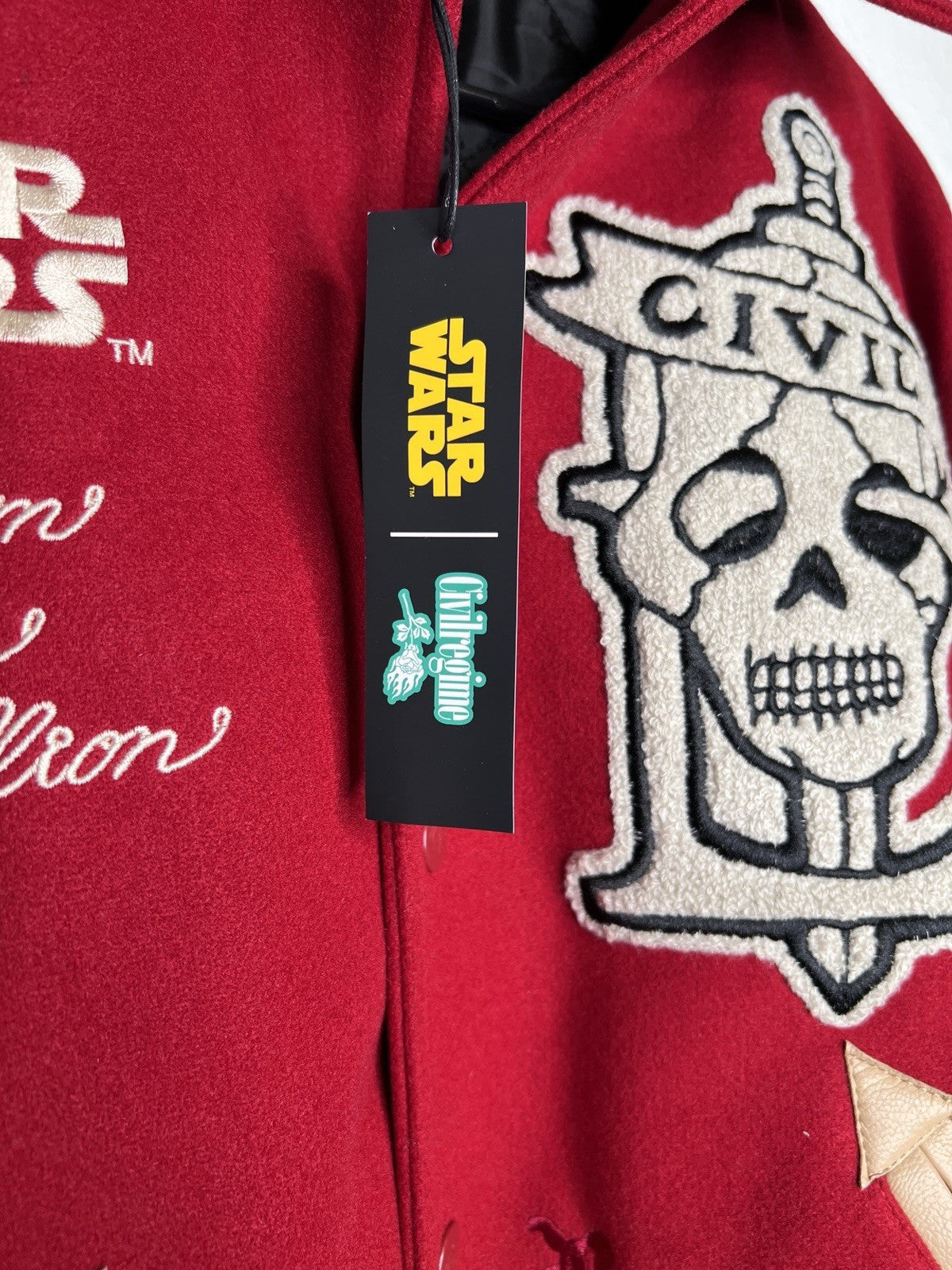 Civil Regime x Star Wars Rebellion Varsity Jacket Red Tan Medium NWT