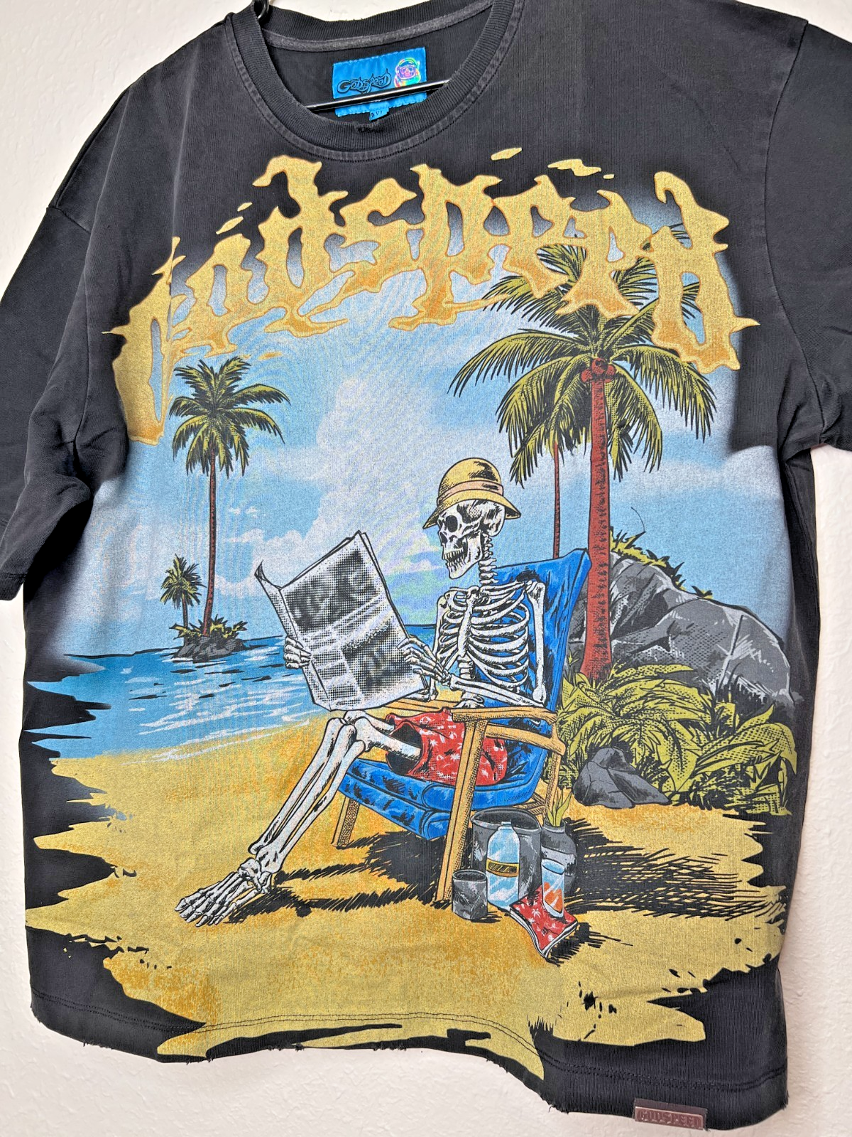 Godspeed Skeleton Beach II Black Wash Graphic T-Shirt Men's XL NWT
