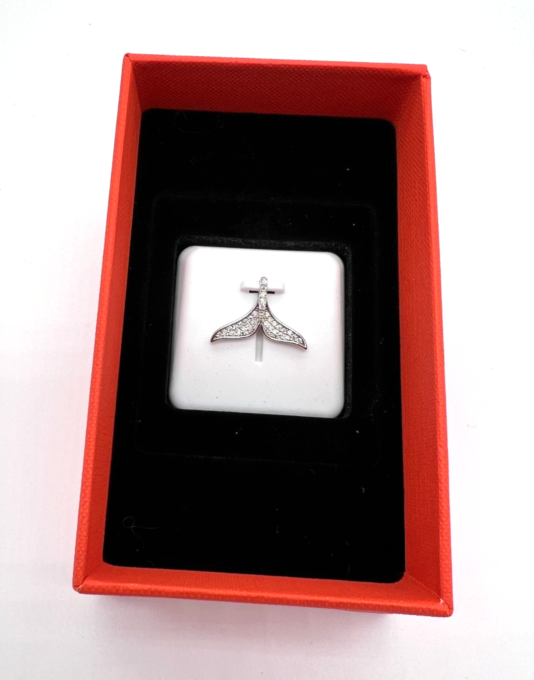 925 Sterling Silver Moissanite Whale Tail Pendant 1.00 CTW New