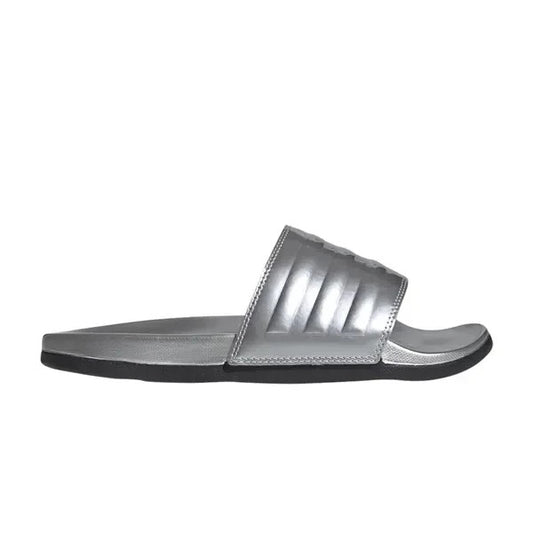 adidas Adilette Comfort Slides Silver Metallic Men's 8 Women's 9 NEW Tags