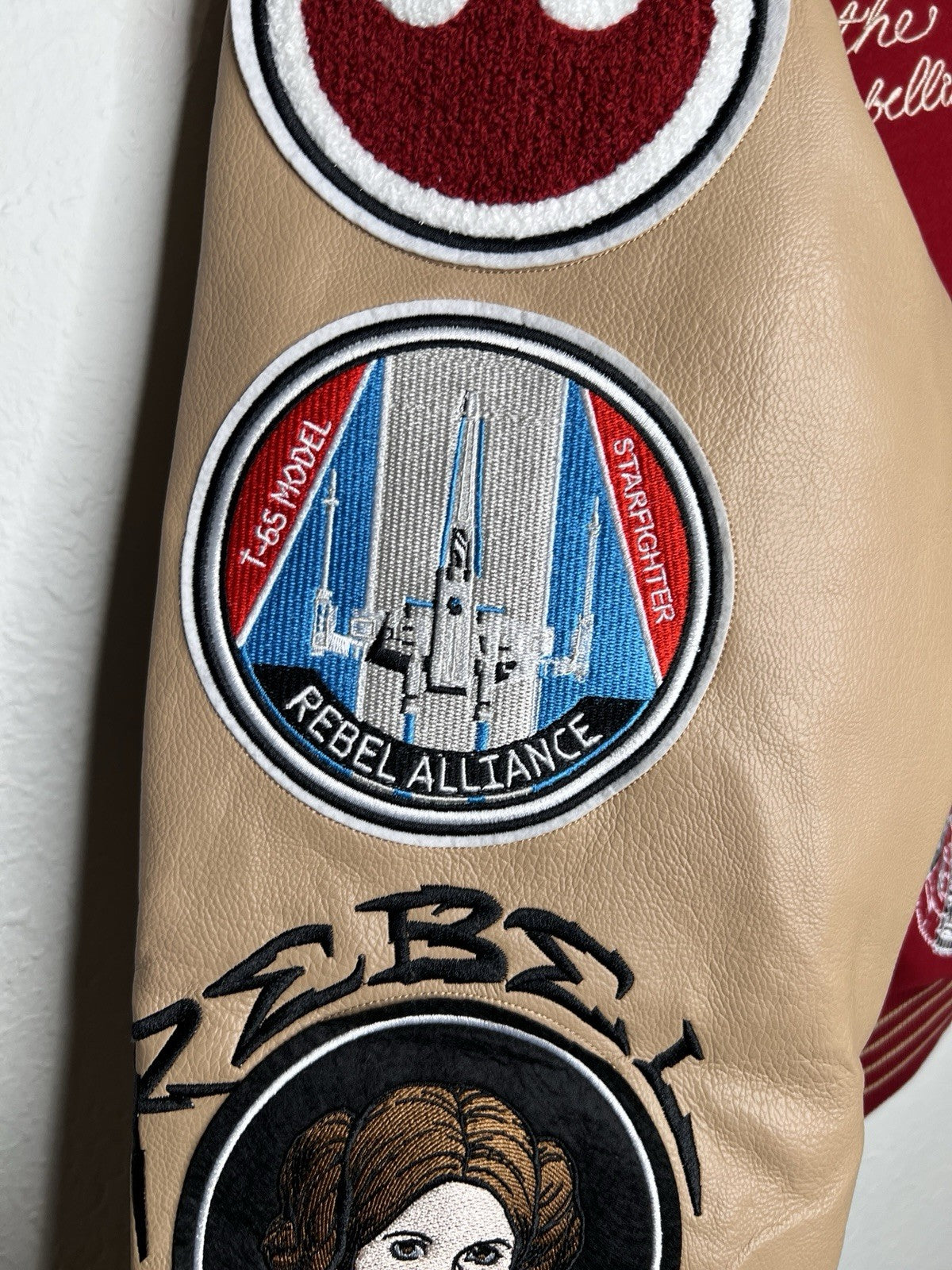 Civil Regime x Star Wars Rebellion Varsity Jacket Red Tan Medium NWT