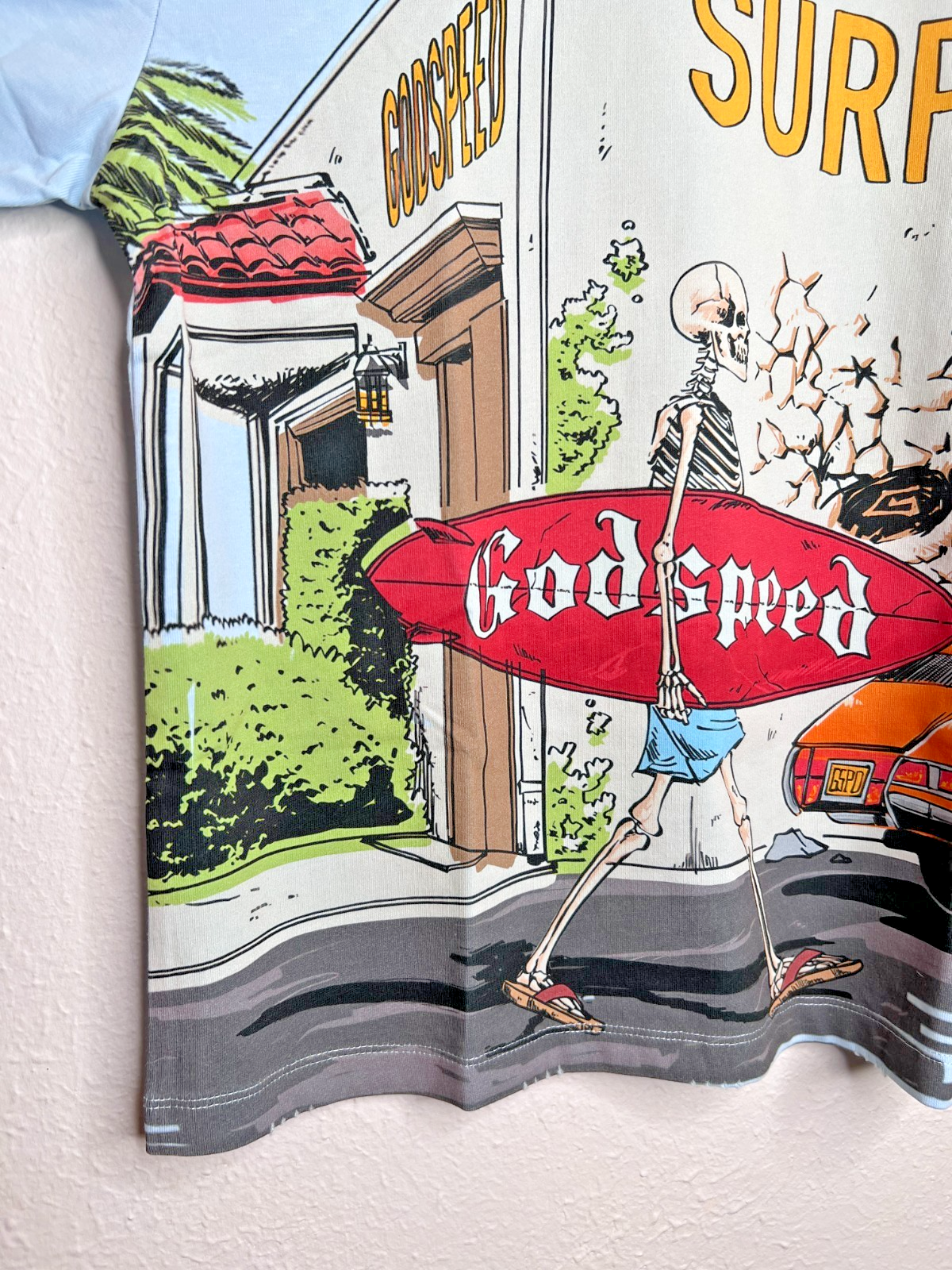 Authentic Godspeed Surfshop Graphic T-Shirt Sky Blue XS NWT MMXXV
