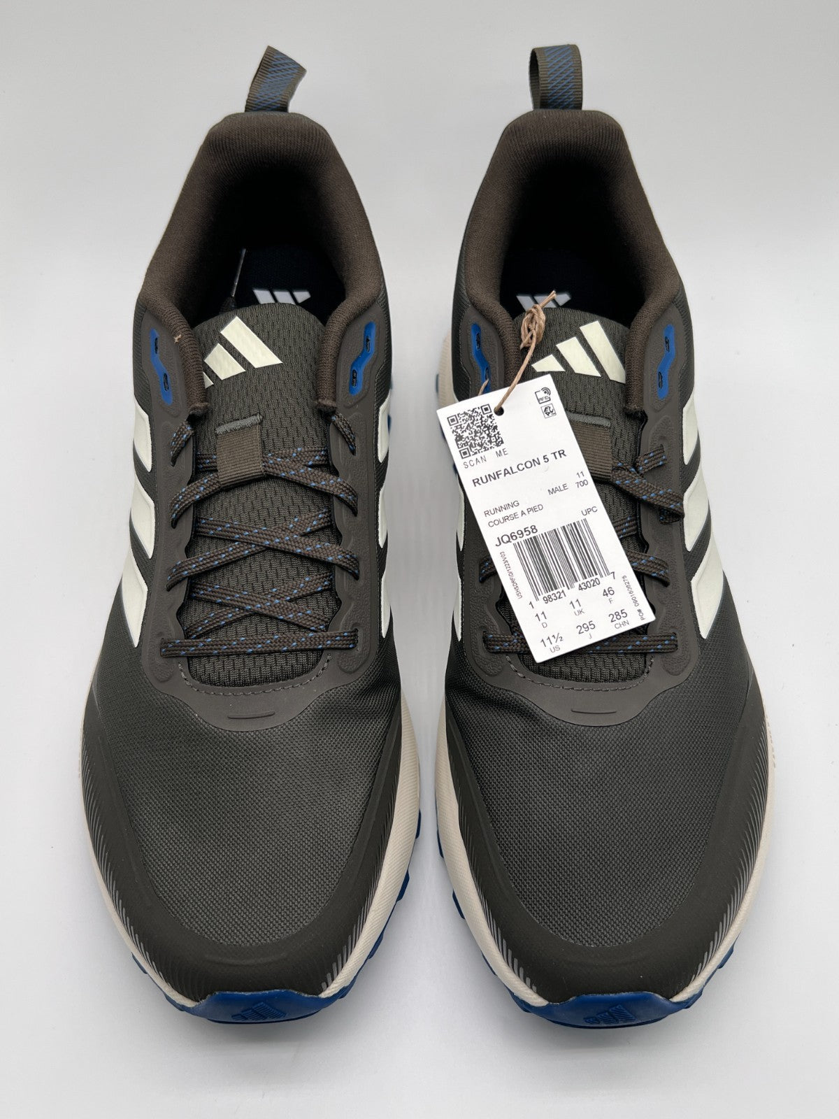Adidas Runfalcon 5 TR Men’s 11.5 Gray Blue Trail Running Shoes JQ6958 NWT