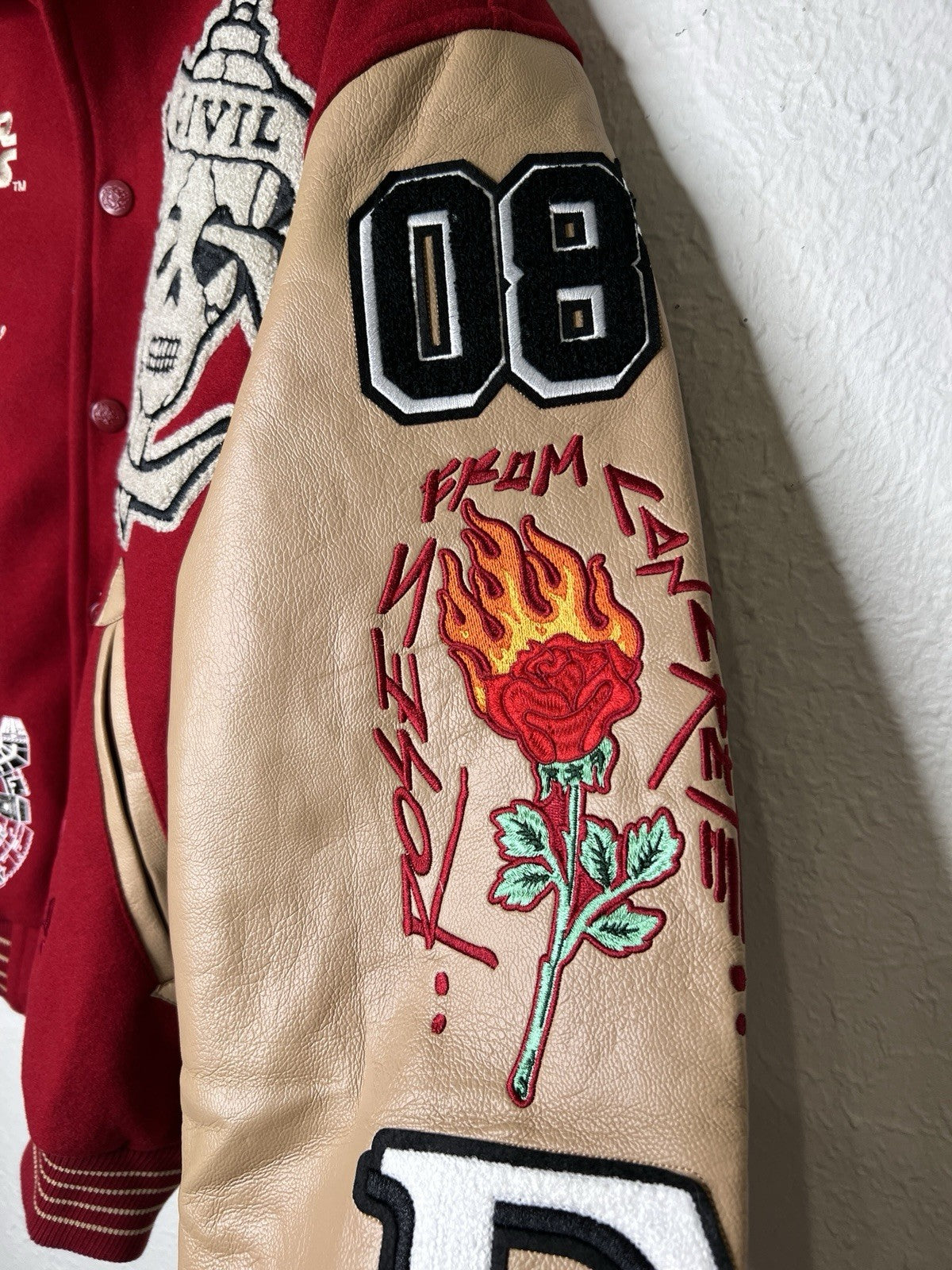 Civil Regime x Star Wars Rebellion Varsity Jacket Red Tan Medium NWT