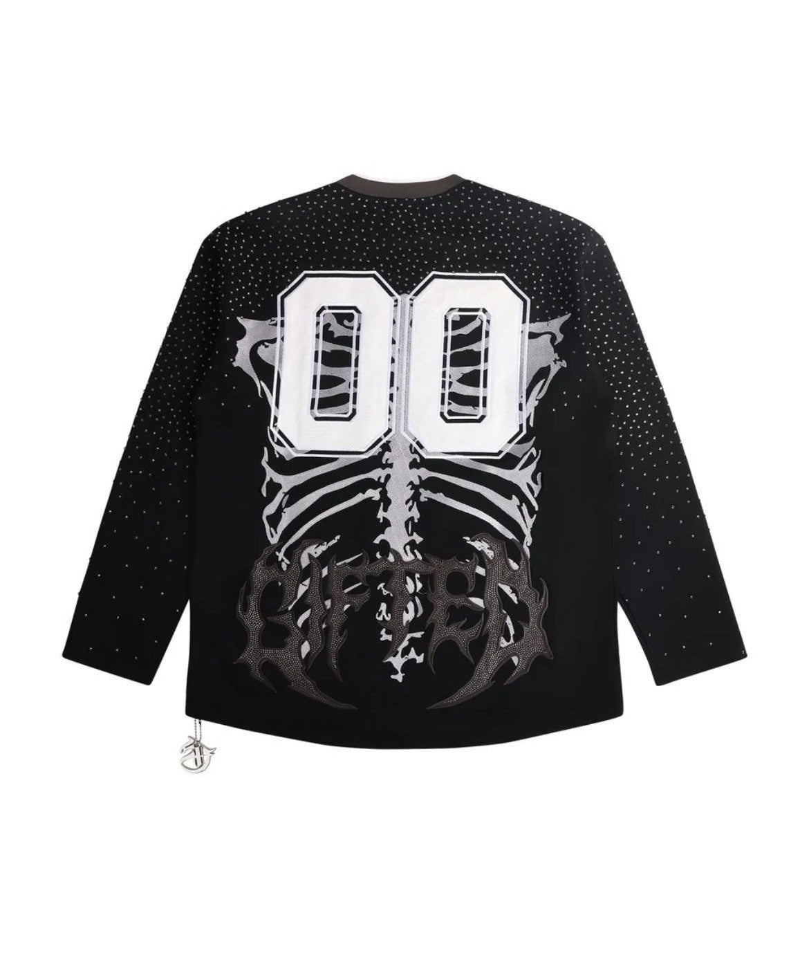 GFTD LA Skeleton 00 Rhinestone Hockey Jersey Black Size Medium NWT