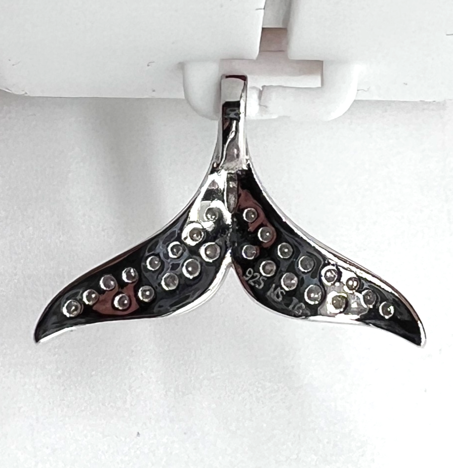 925 Sterling Silver Moissanite Whale Tail Pendant 1.00 CTW New