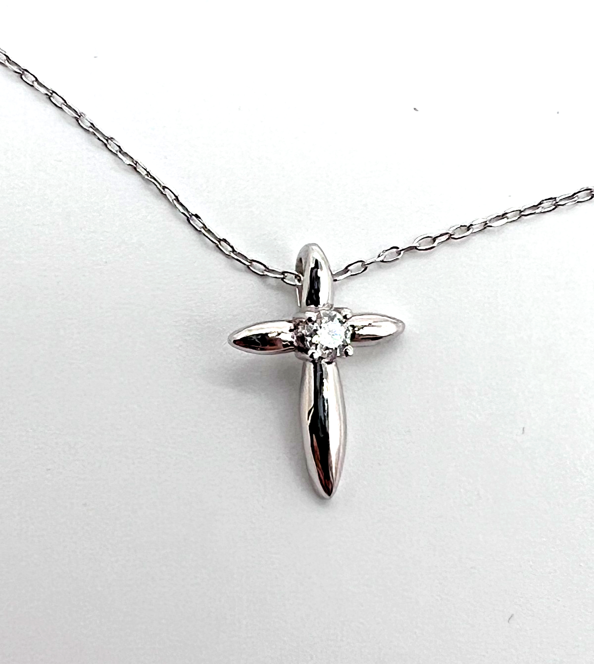 925 Sterling Silver Moissanite Cross Pendant Necklace 0.75 CTW 16-18" NEW #267