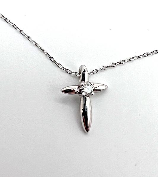 925 Sterling Silver Moissanite Cross Pendant Necklace 0.75 CTW 16-18" NEW #267