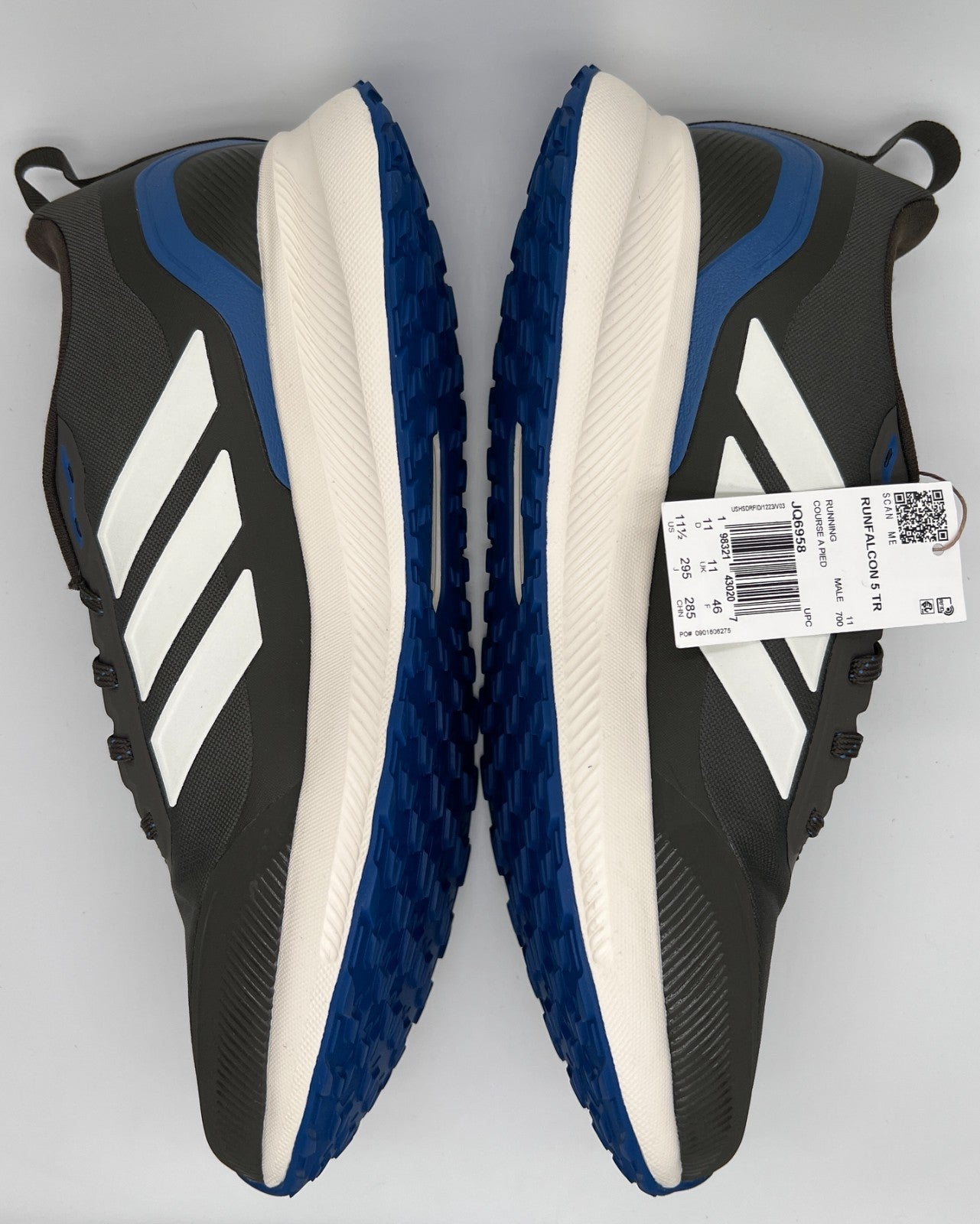 Adidas Runfalcon 5 TR Men’s 11.5 Gray Blue Trail Running Shoes JQ6958 NWT