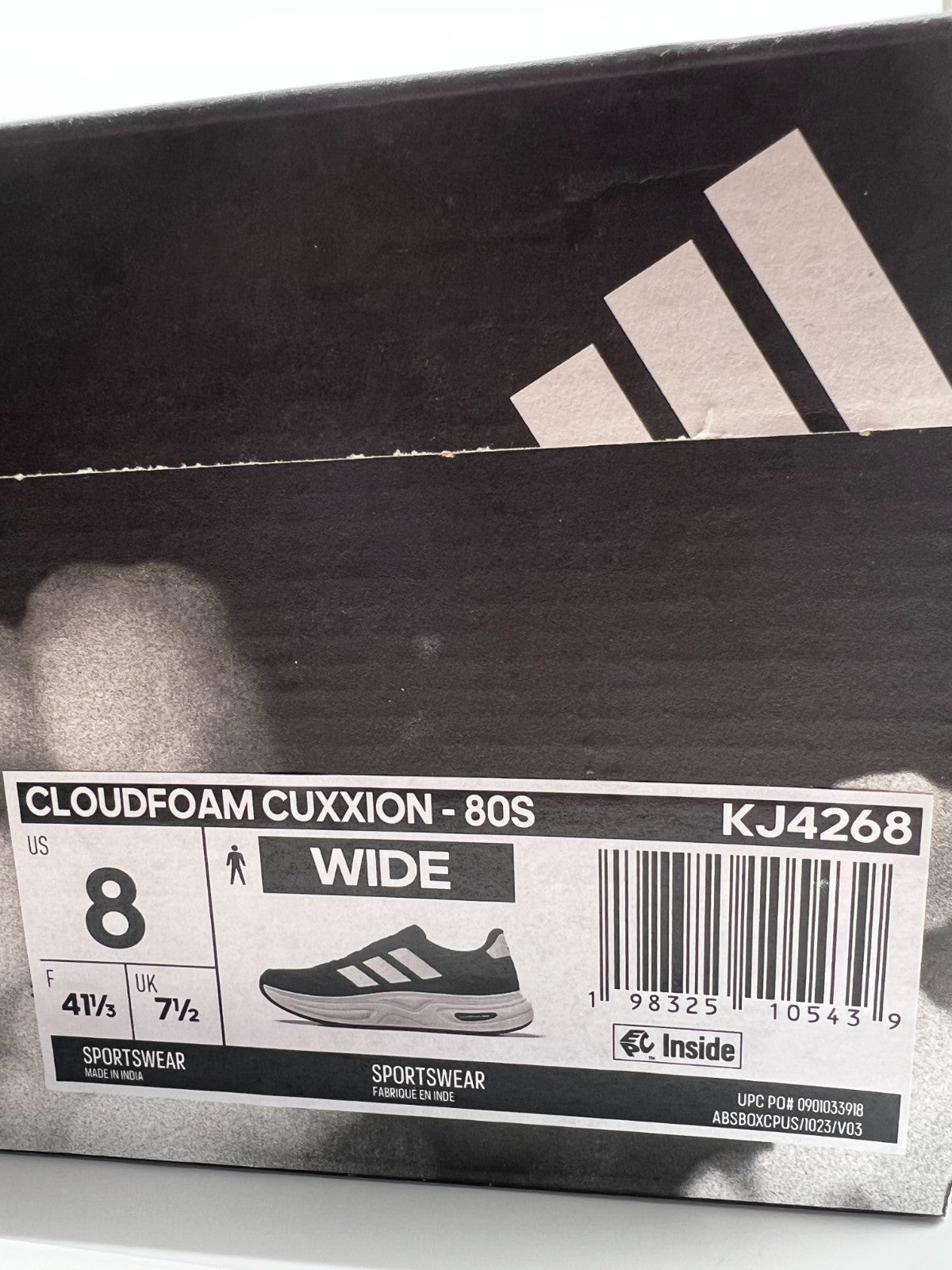 Adidas Cloudfoam Cuxxion-80S (WIDE) Mens Shoes Core Black/White kj4268 - Men's 8