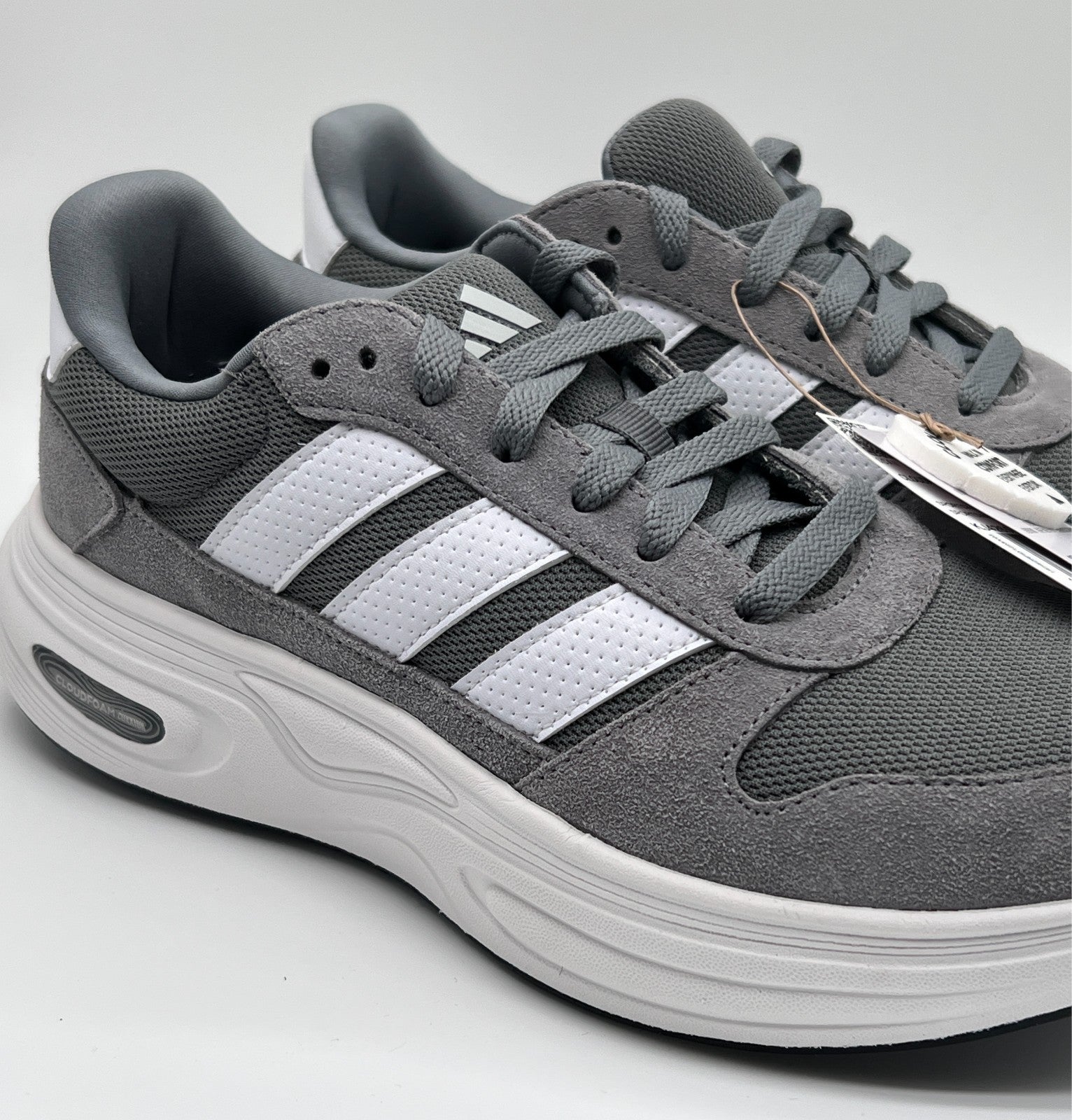 Adidas Cloudfoam Cuxxion-80S WIDE Shoes Grey Four/White KJ4265 - Men's Sz 8