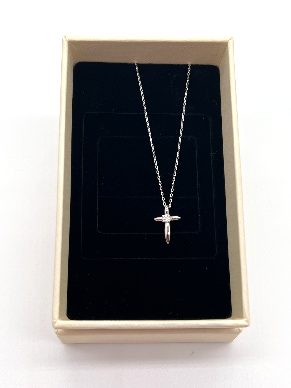925 Sterling Silver Moissanite Cross Pendant Necklace 0.75 CTW 16-18" NEW #267