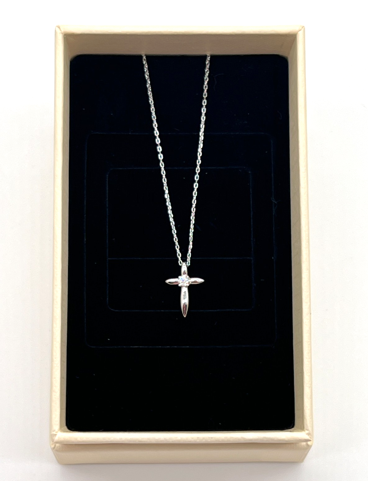 925 Sterling Silver Moissanite Cross Pendant Necklace 0.75 CTW 16-18" NEW #267