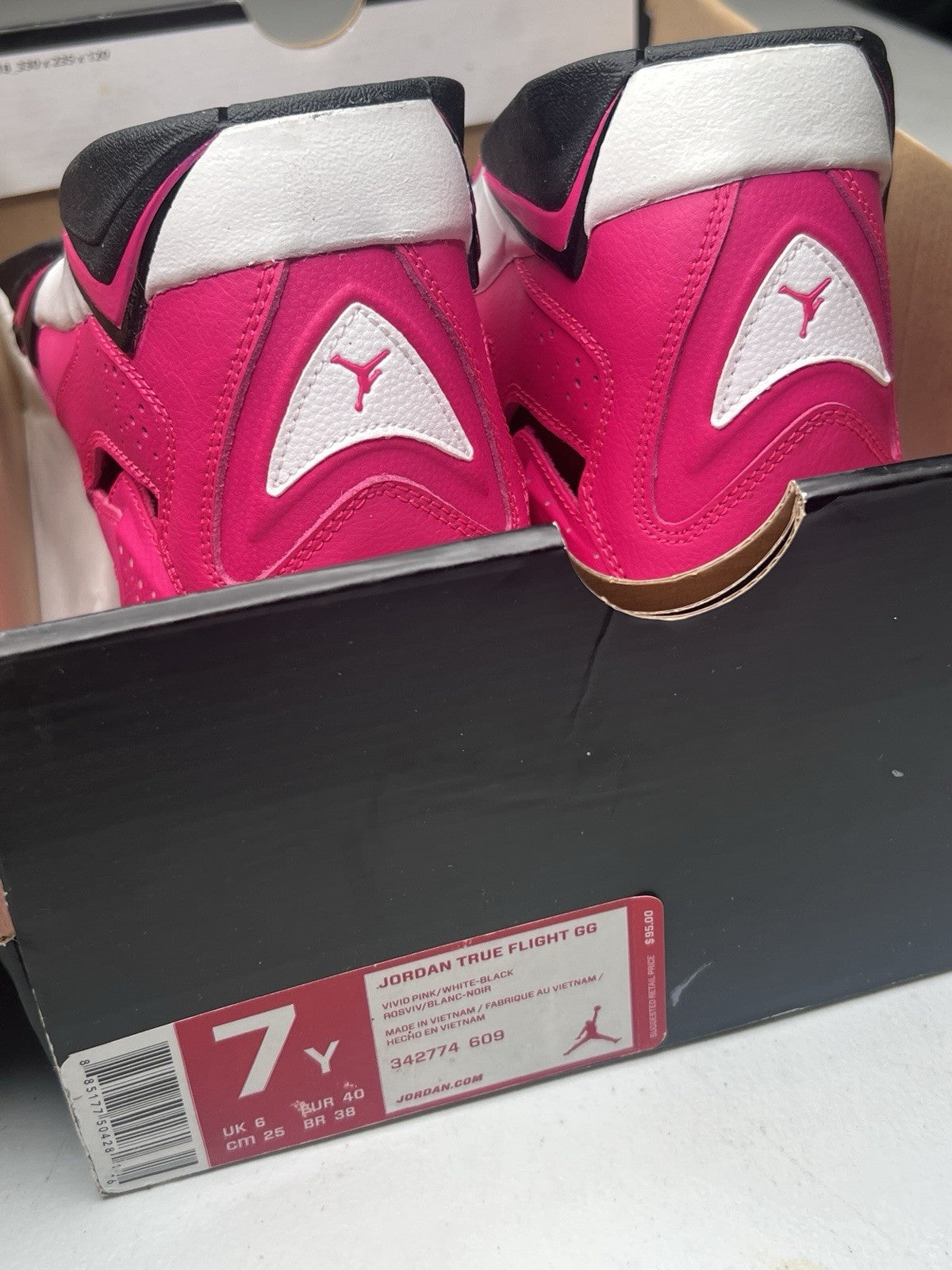 Air Jordan True Flight GG Valentine's Day Vivid Pink 7Y Big Kids New with Box