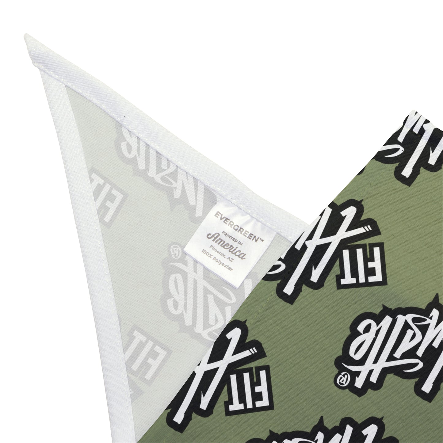 Pet Bandana — Olive "Fit Hustle" Repeated Logo Dog Bandana