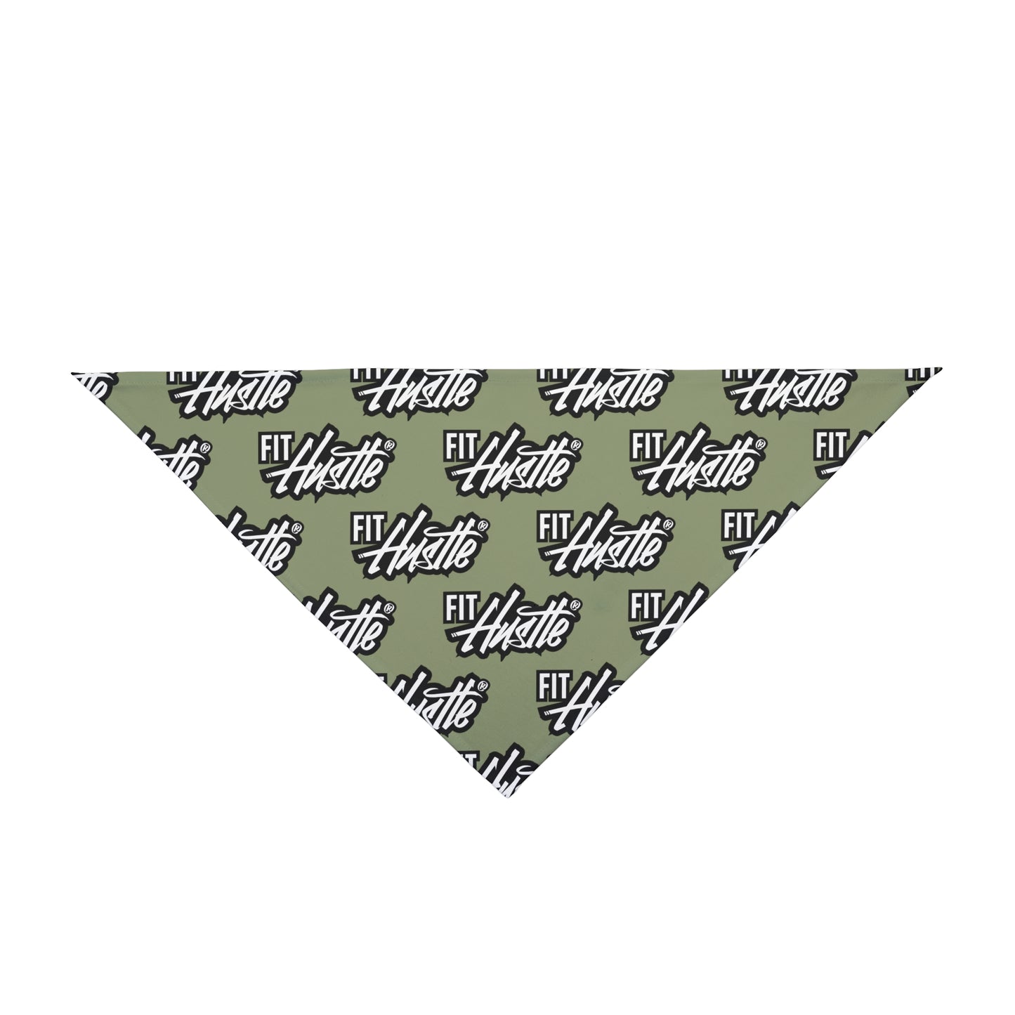 Pet Bandana — Olive "Fit Hustle" Repeated Logo Dog Bandana
