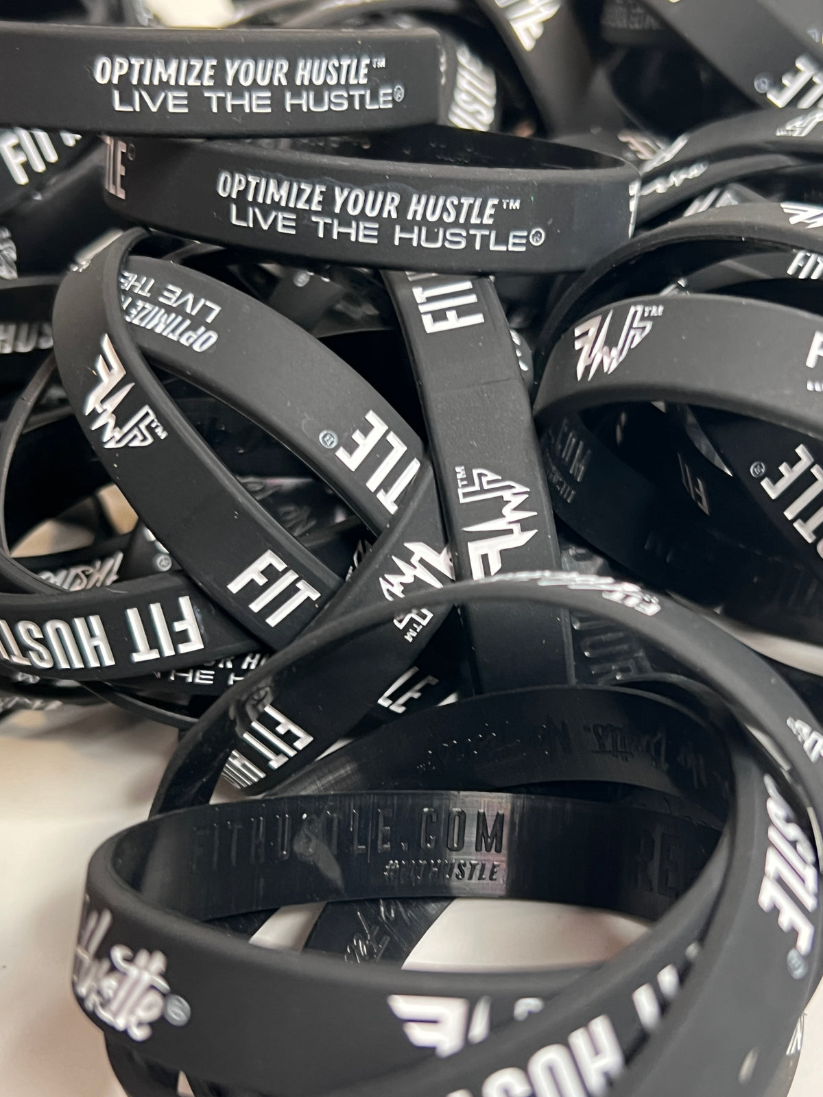 Fit Hustle® Motivation Wristband – Black Silicone Motivational Band