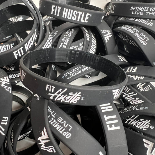 Fit Hustle® Motivation Wristband – Black Silicone Motivational Band