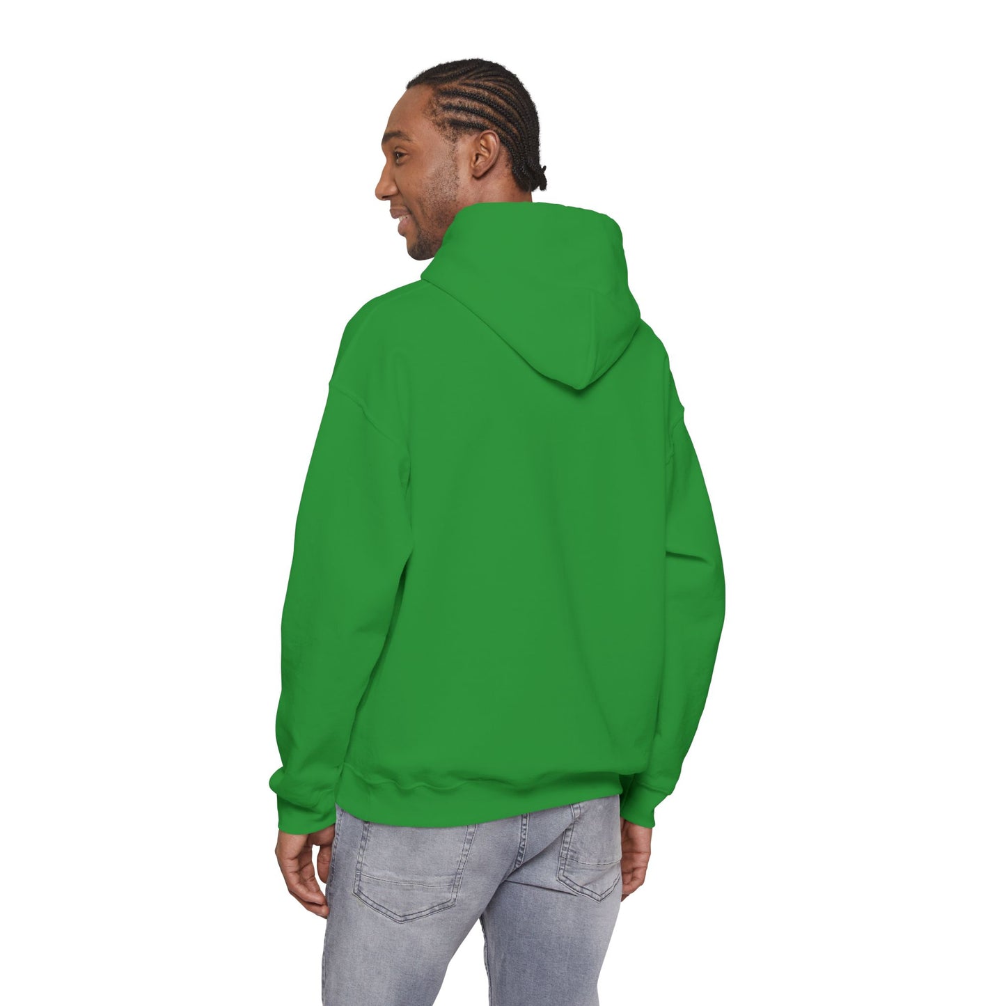 Man wearing Irish Green FIT HUSTLE® DAILY HUSTLE Hoodie - Back View