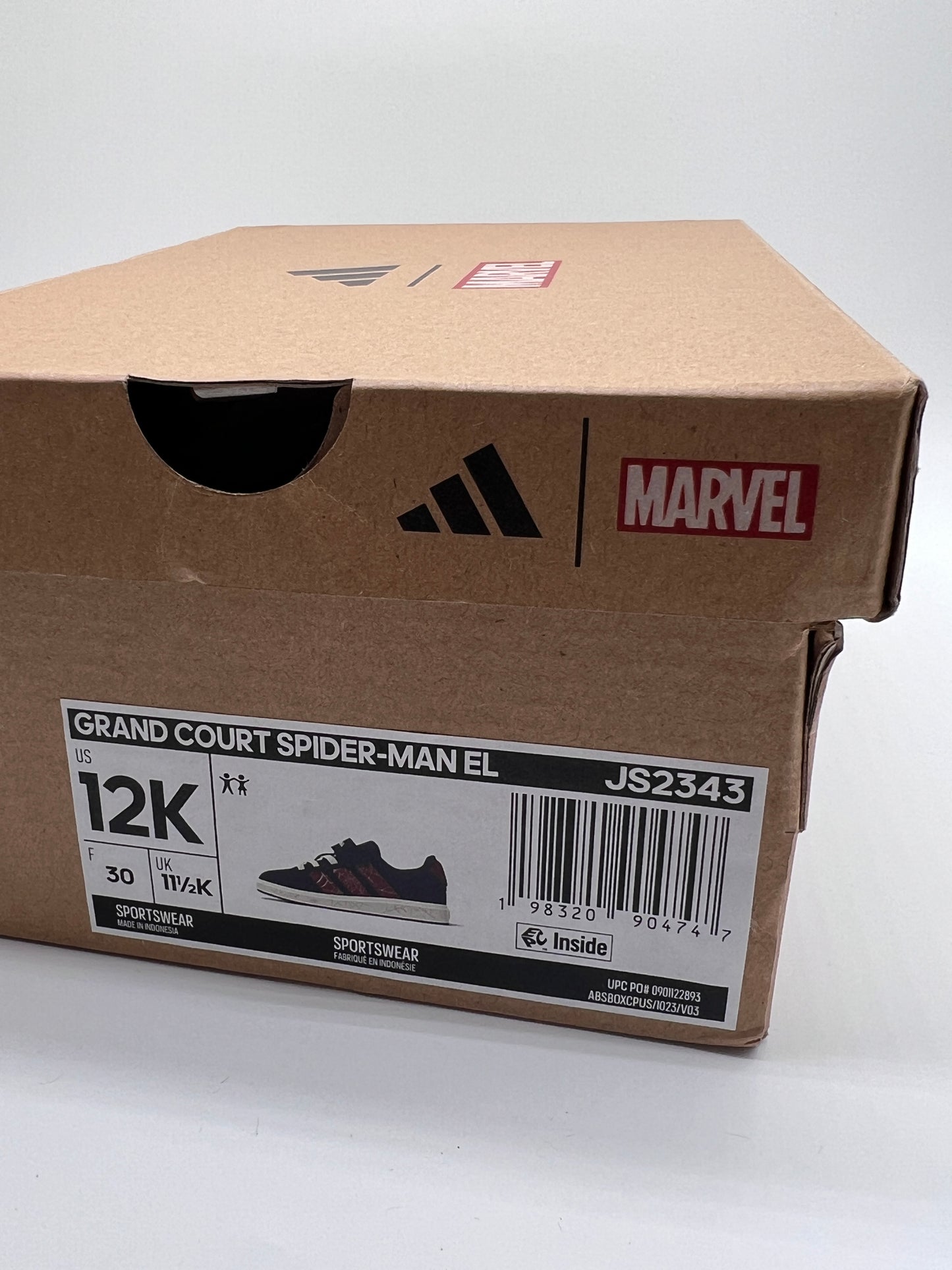 Adidas Grand Court Spider-Man Marvel JS2343 Kids Size 12K New with Box