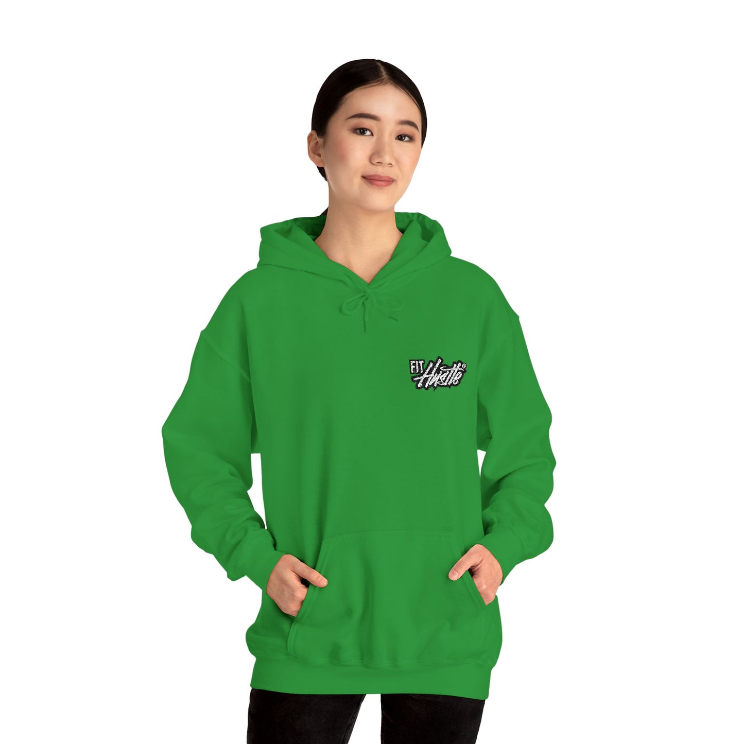 Woman wearing Irish Green FIT HUSTLE® DAILY HUSTLE Hoodie