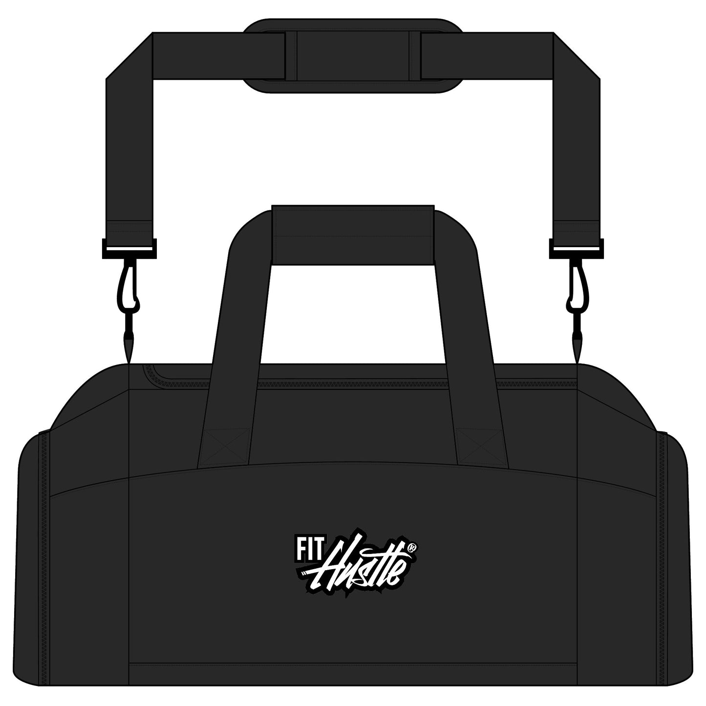 FIT HUSTLE® performance duffel bag in black for gym and travel use
