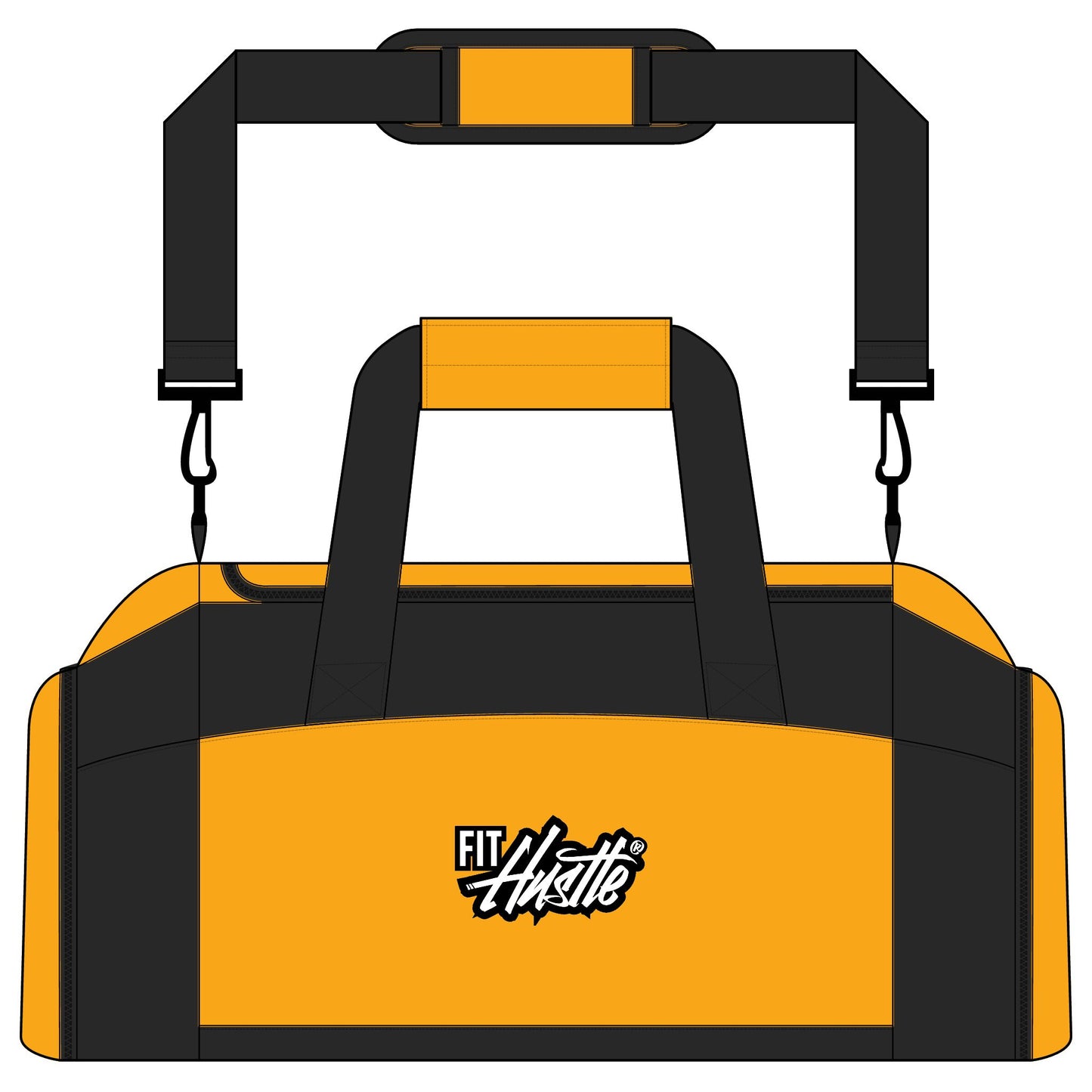 FIT HUSTLE® performance duffel bag in gold for gym and travel use