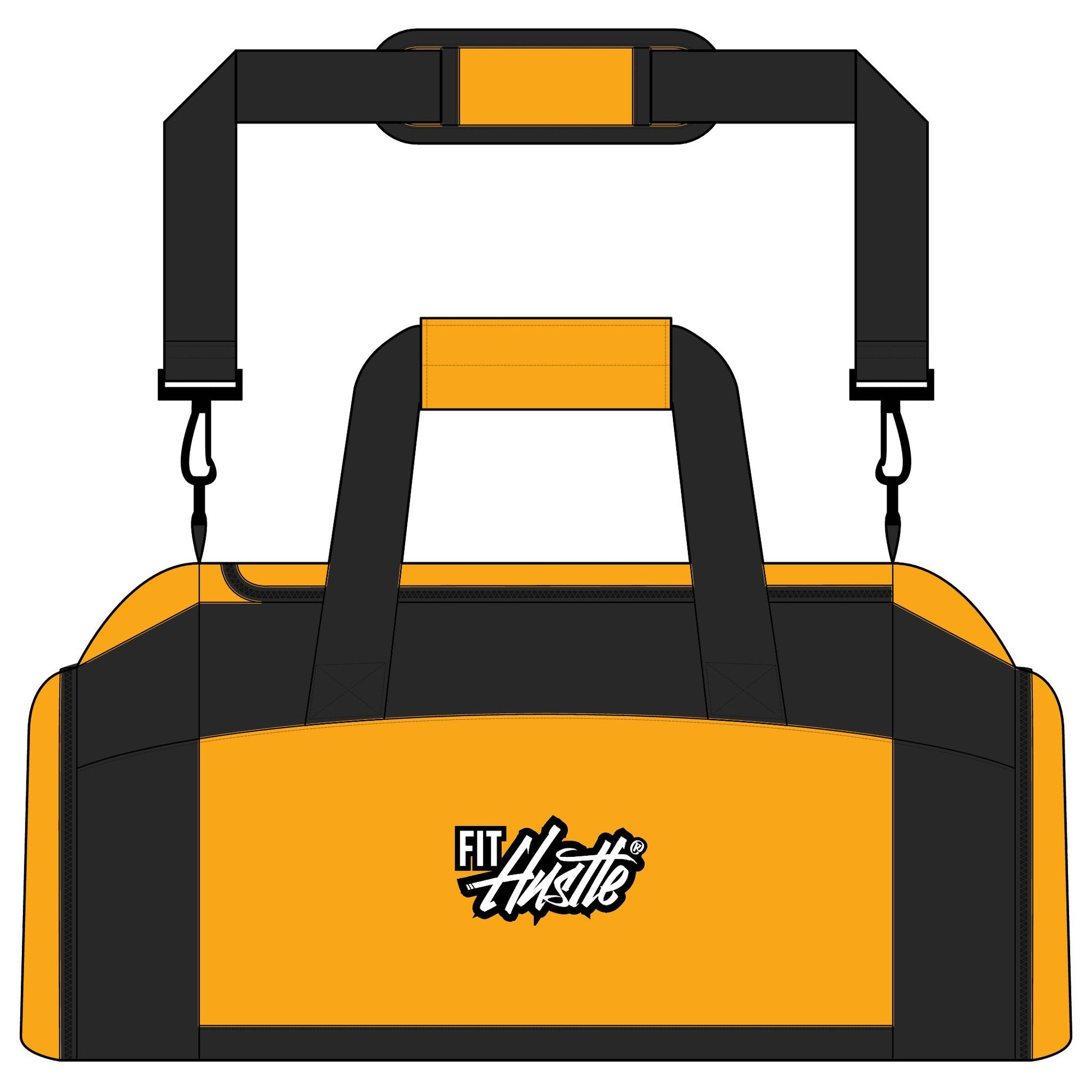 FIT HUSTLE® performance duffel bag in gold for gym and travel use