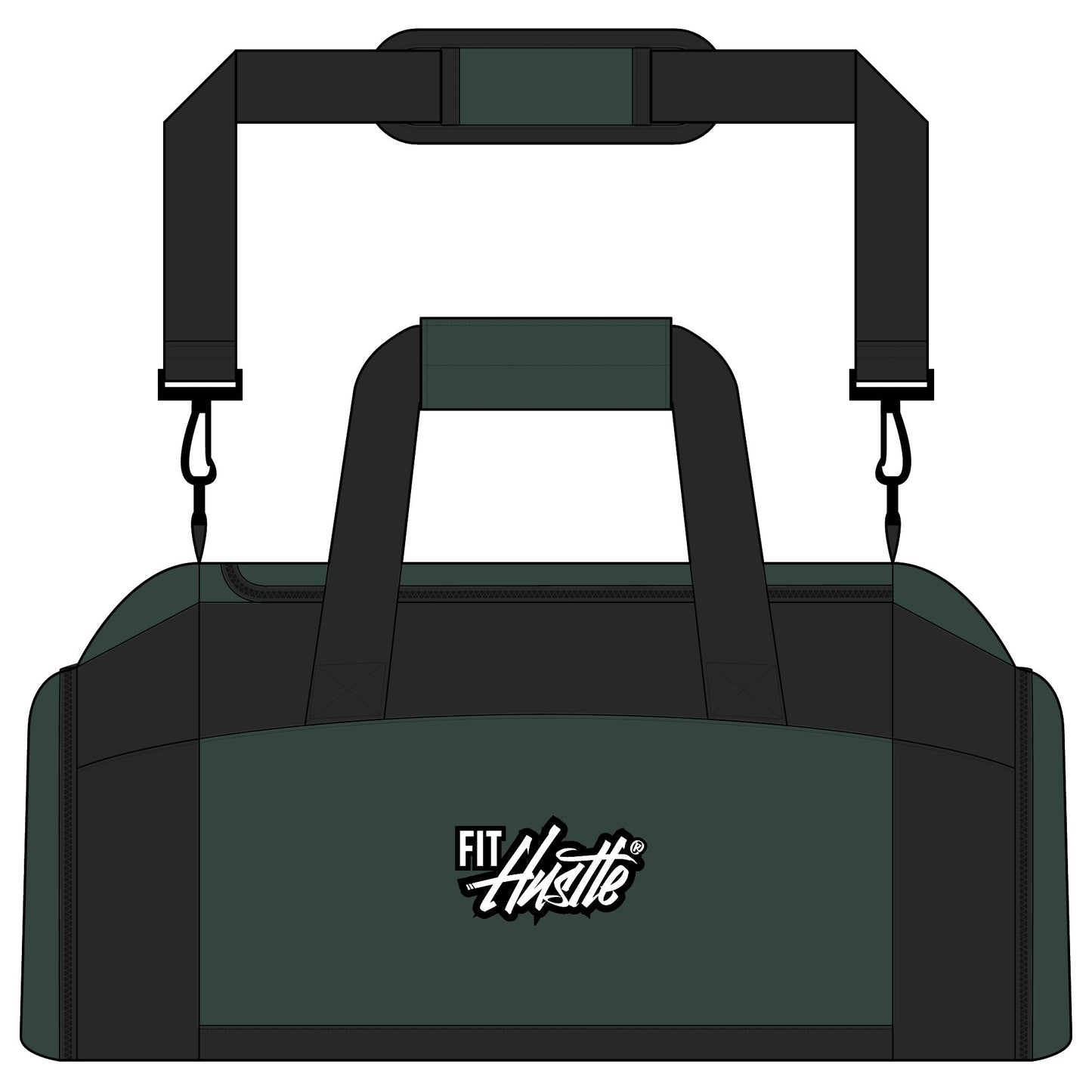 FIT HUSTLE® performance duffel bag in hunter green for gym and travel use