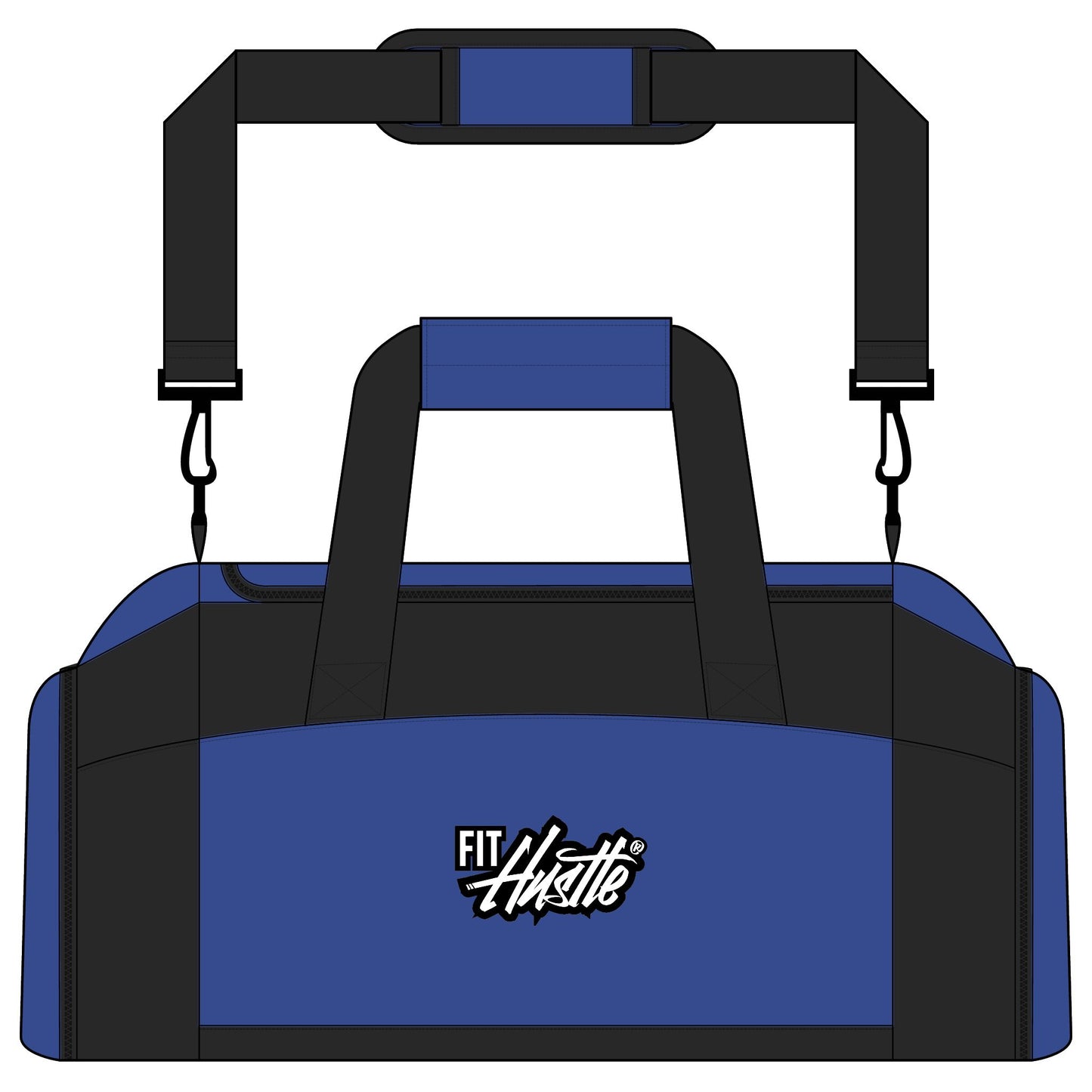 FIT HUSTLE® performance duffel bag in royal blue for gym and travel use