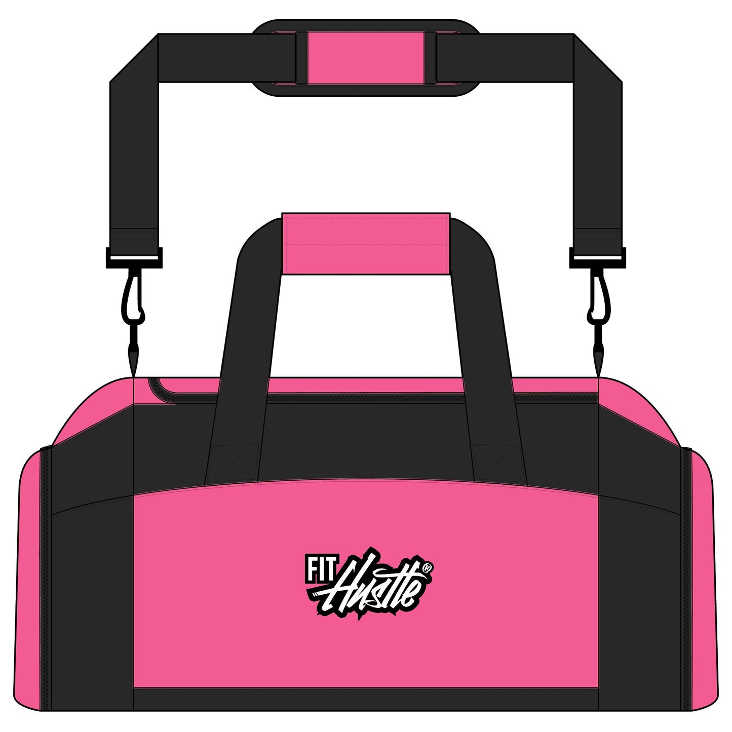 FIT HUSTLE® performance duffel bag in tropical pink for gym and travel use