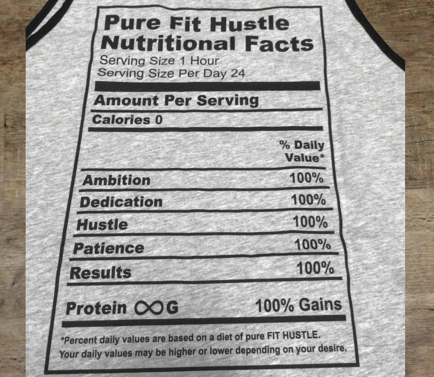Athletic Heather (90/10)/Blk Pure Fit Hustle Nutritional Facts Tank Back