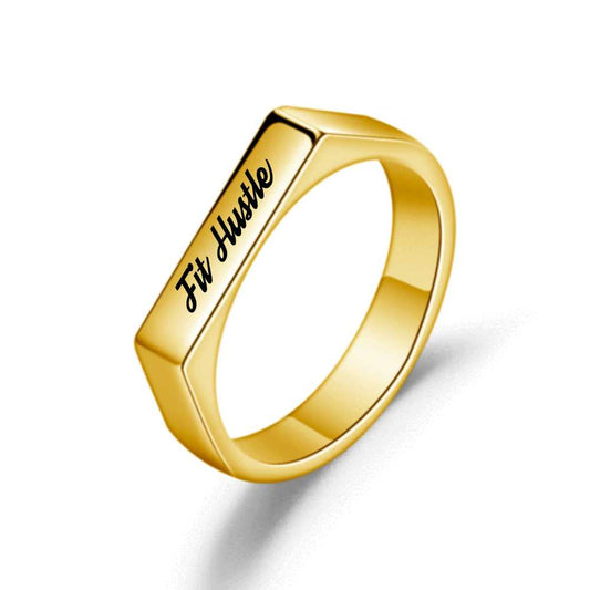 Engraved Stainless Steel Fit Hustle Ring