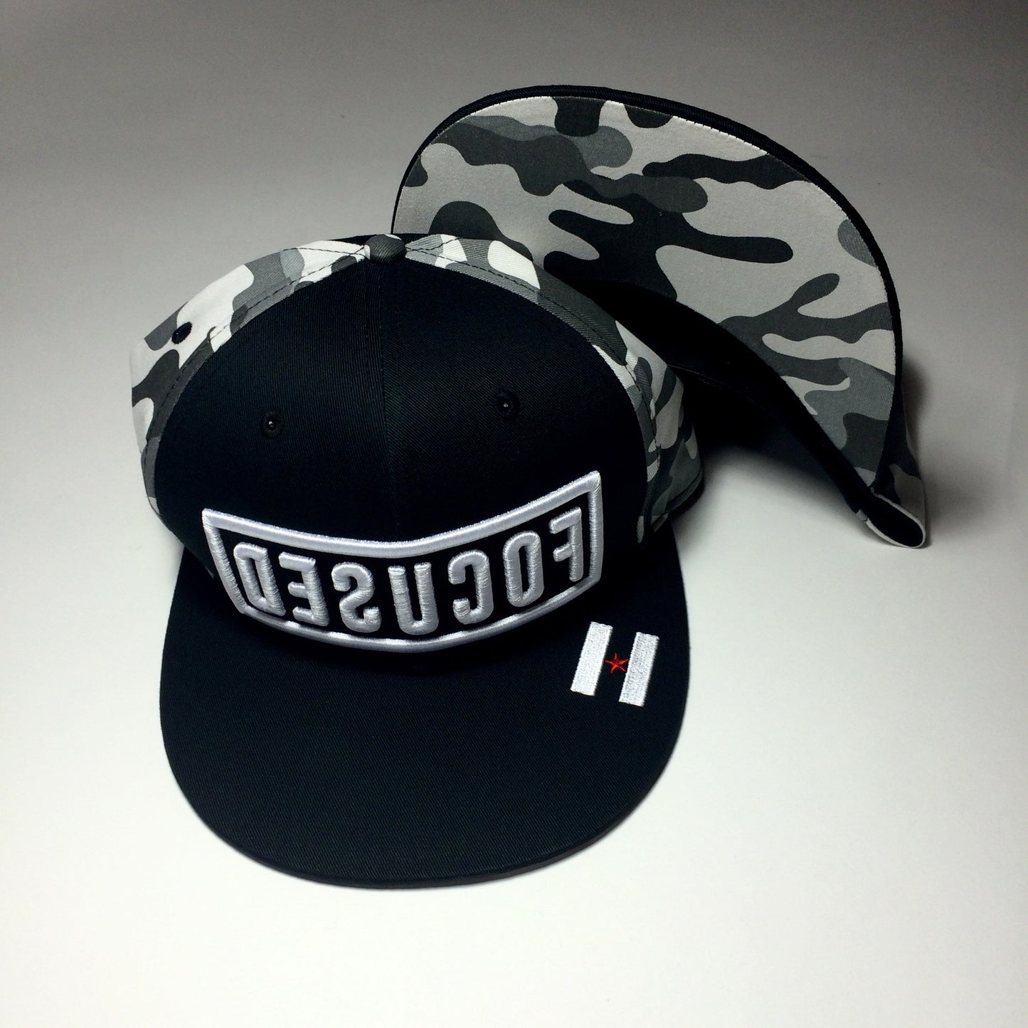 "Focused" White Camo Hat