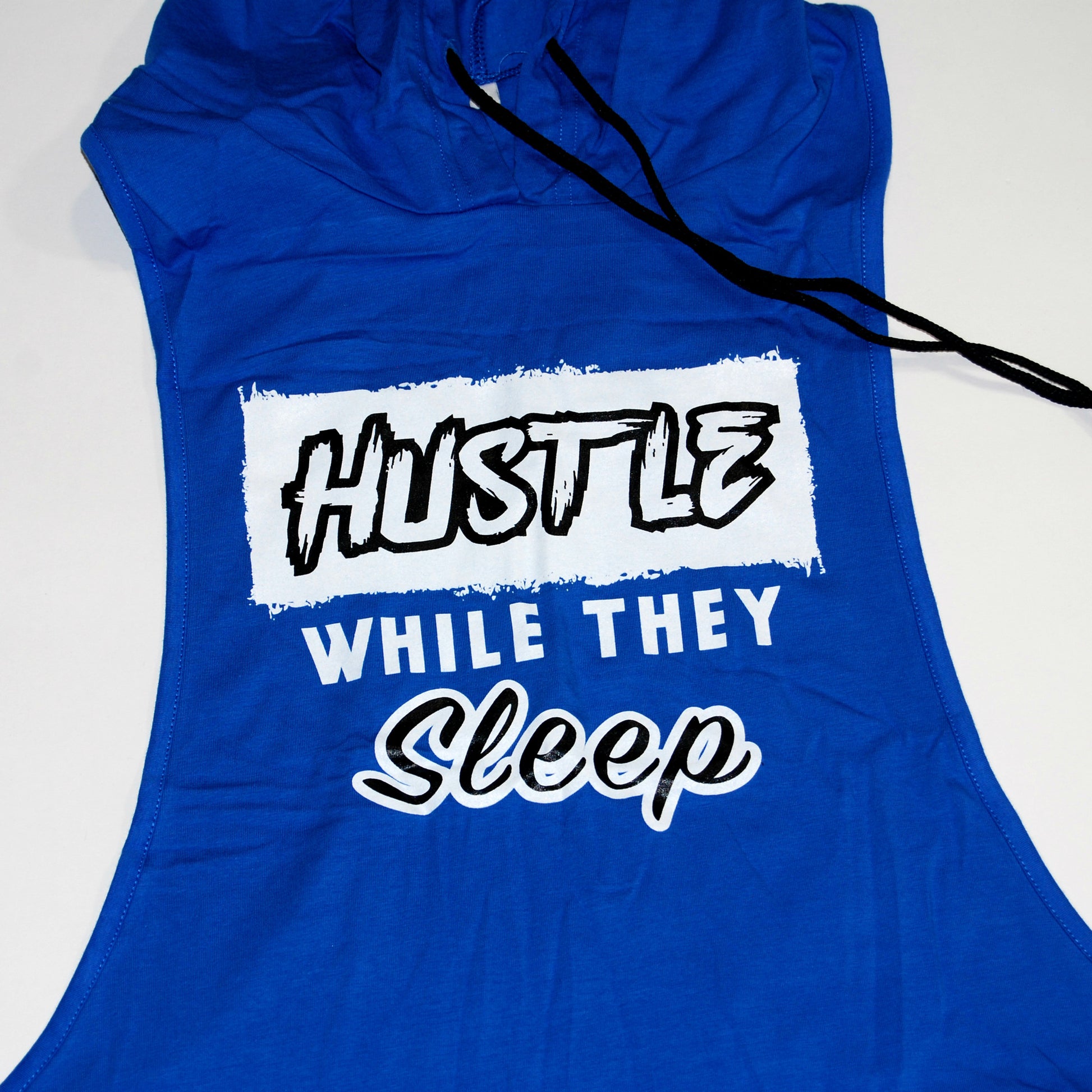 Blue "Hustle While They Sleep" Stringer Hoodie