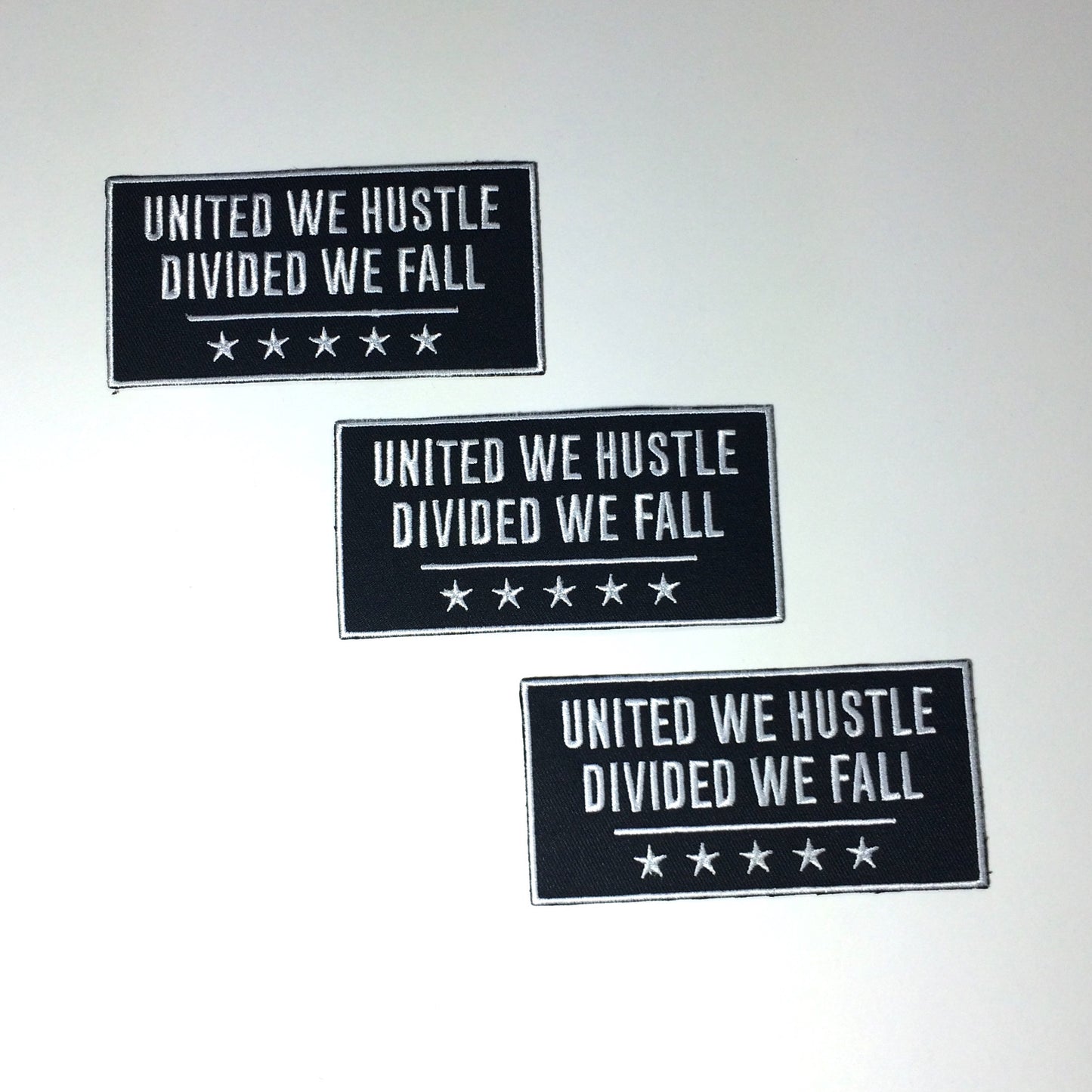 United We Hustle•Divided We Fall 2 X 4 inch Motivational Patch