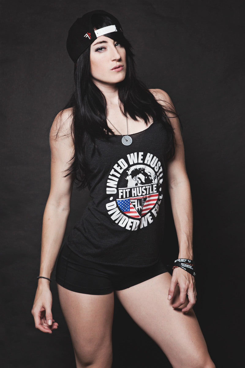 Classic Women's Red/White/Blue "UWHDWF" Charcoal Triblend Racerback