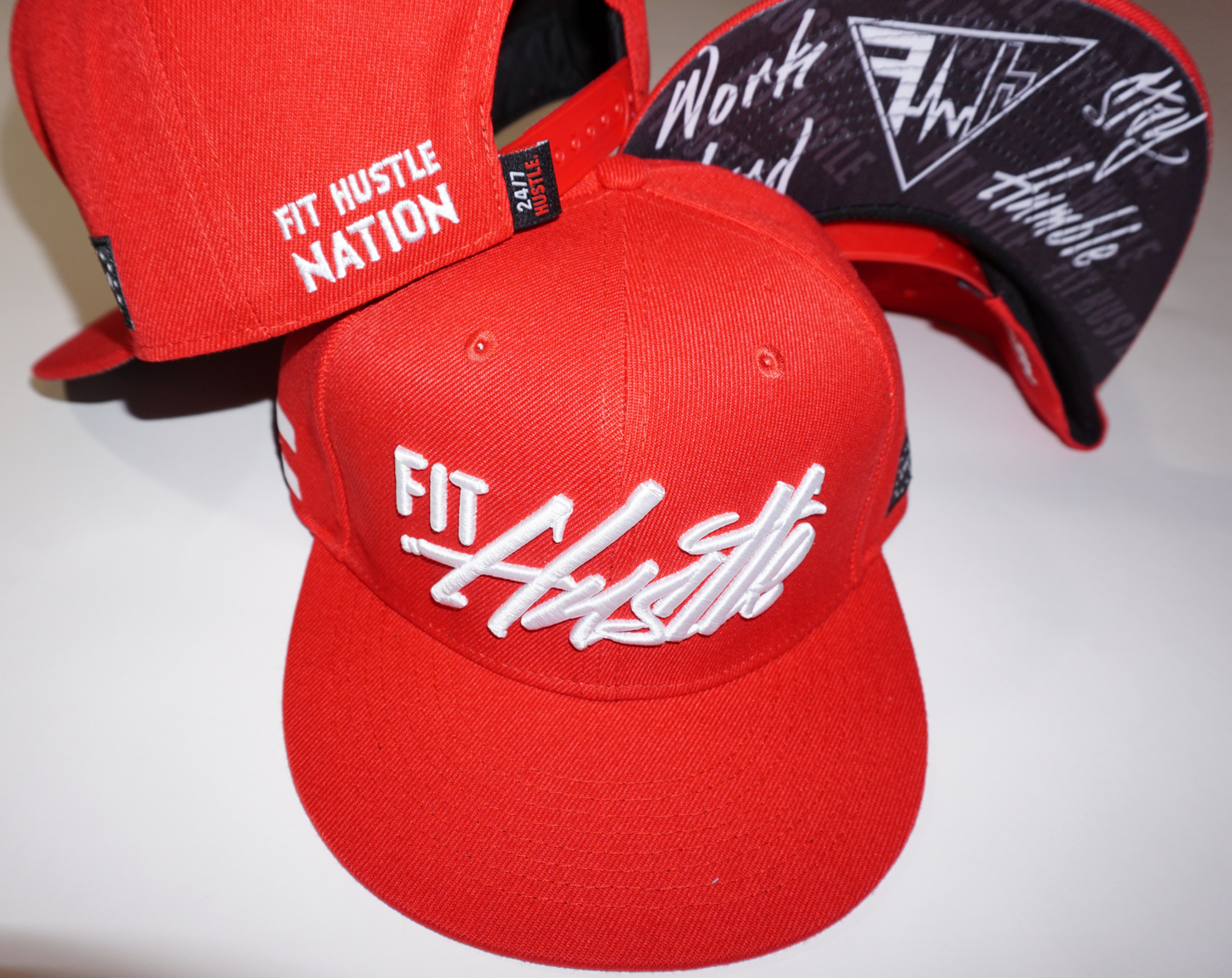Red and Blue "Work Hard Stay Humble" Hat