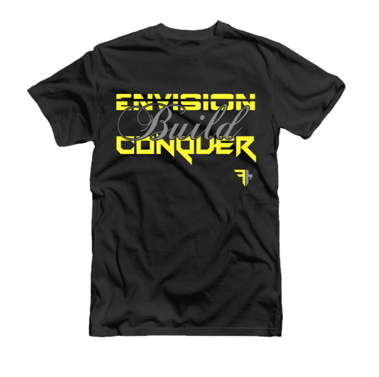 Charcoal-Envision. Build. Conquer. Unisex: Fit Hustle T-Shirt