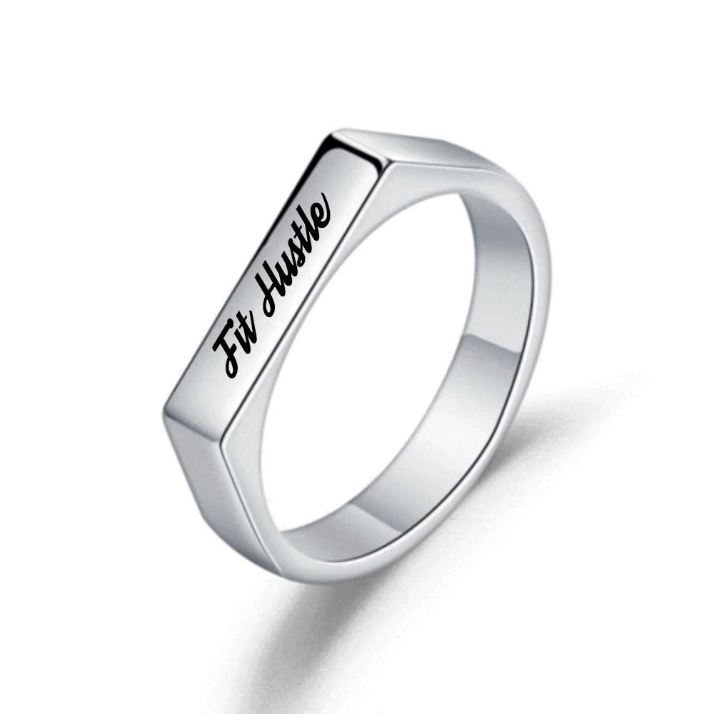 Engraved Stainless Steel Fit Hustle Ring