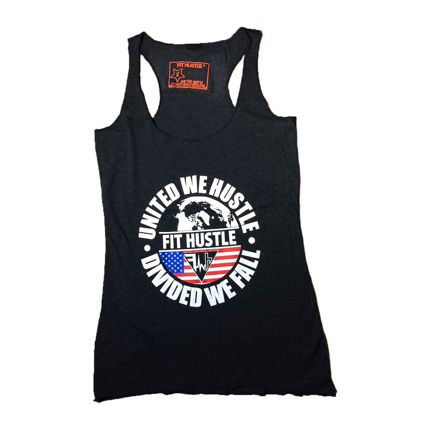 Women's 'United We Hustle' Charcoal Black Triblend Racerback