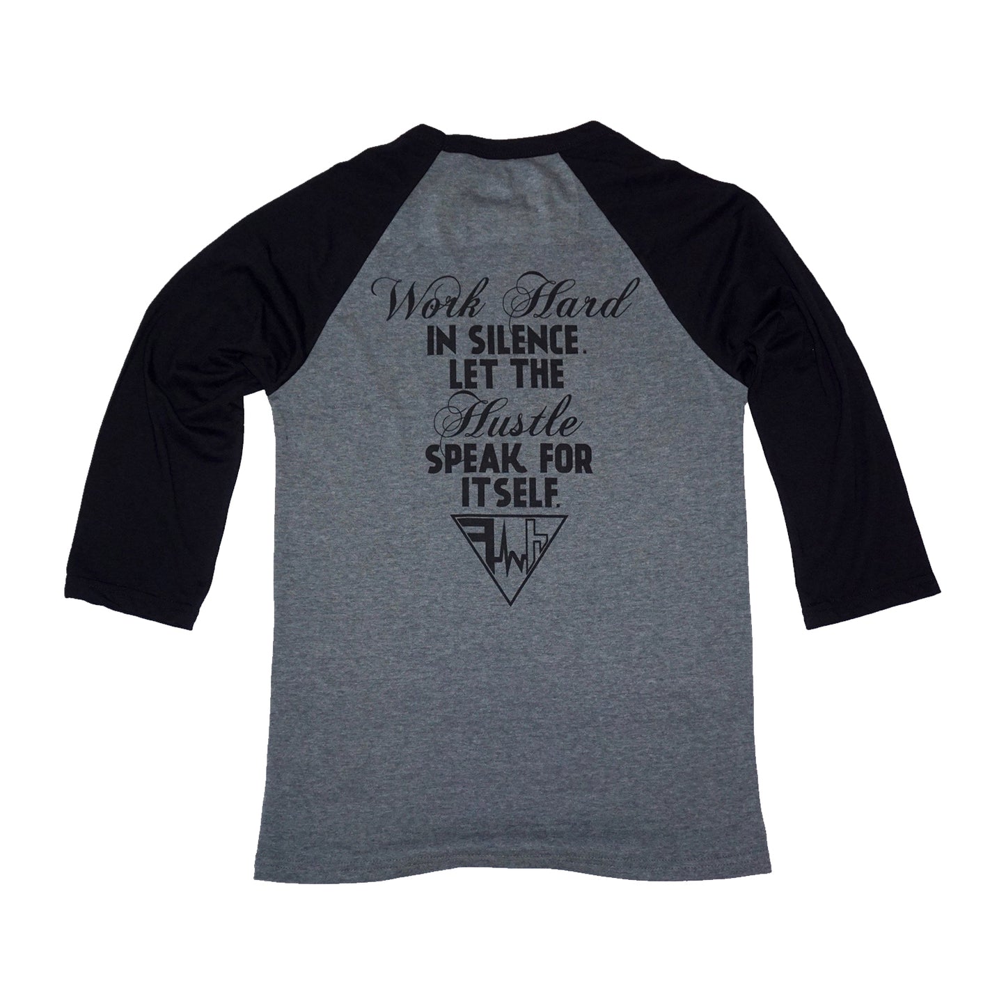 Work Hard In Silence Raglan - Deep Heather/Blk