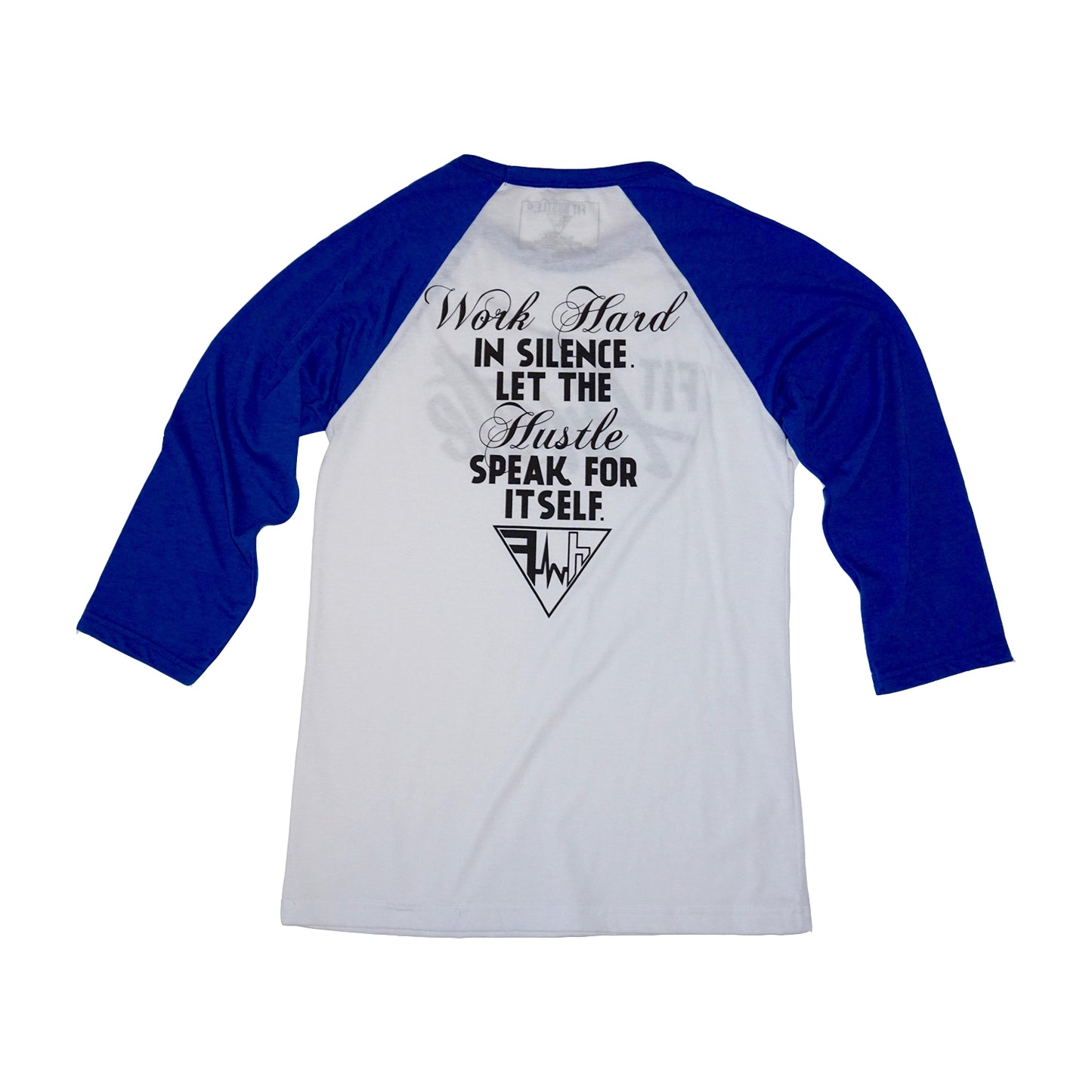 Work Hard In Silence Raglan - White/True Blue