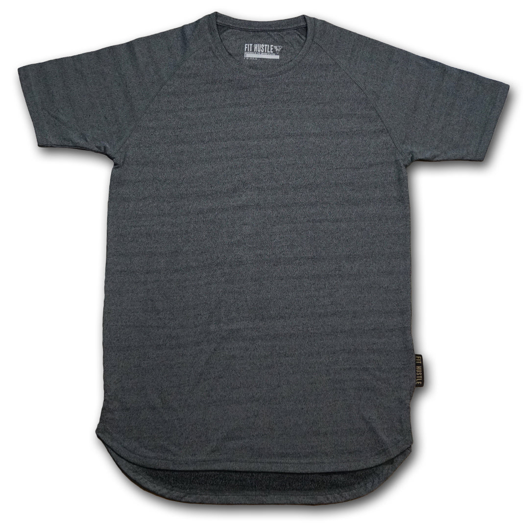 Premium Hustler Scallop Tee - Heather Charcoal