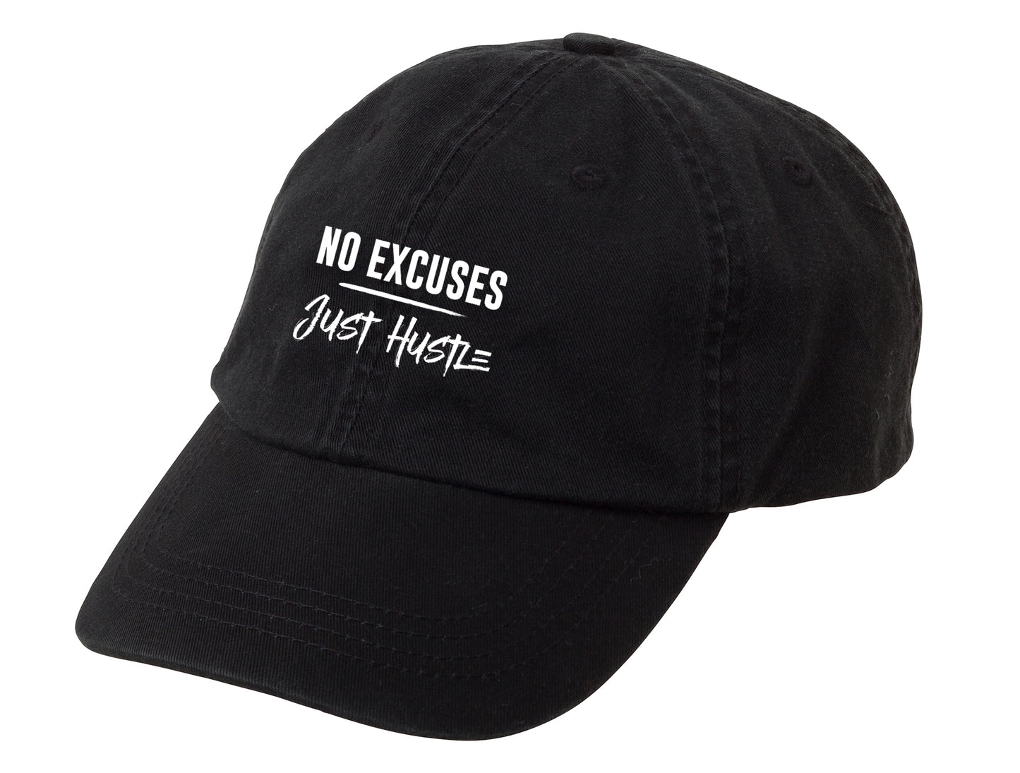 No Excuses Just Hustle - Standard Black Baseball Hat
