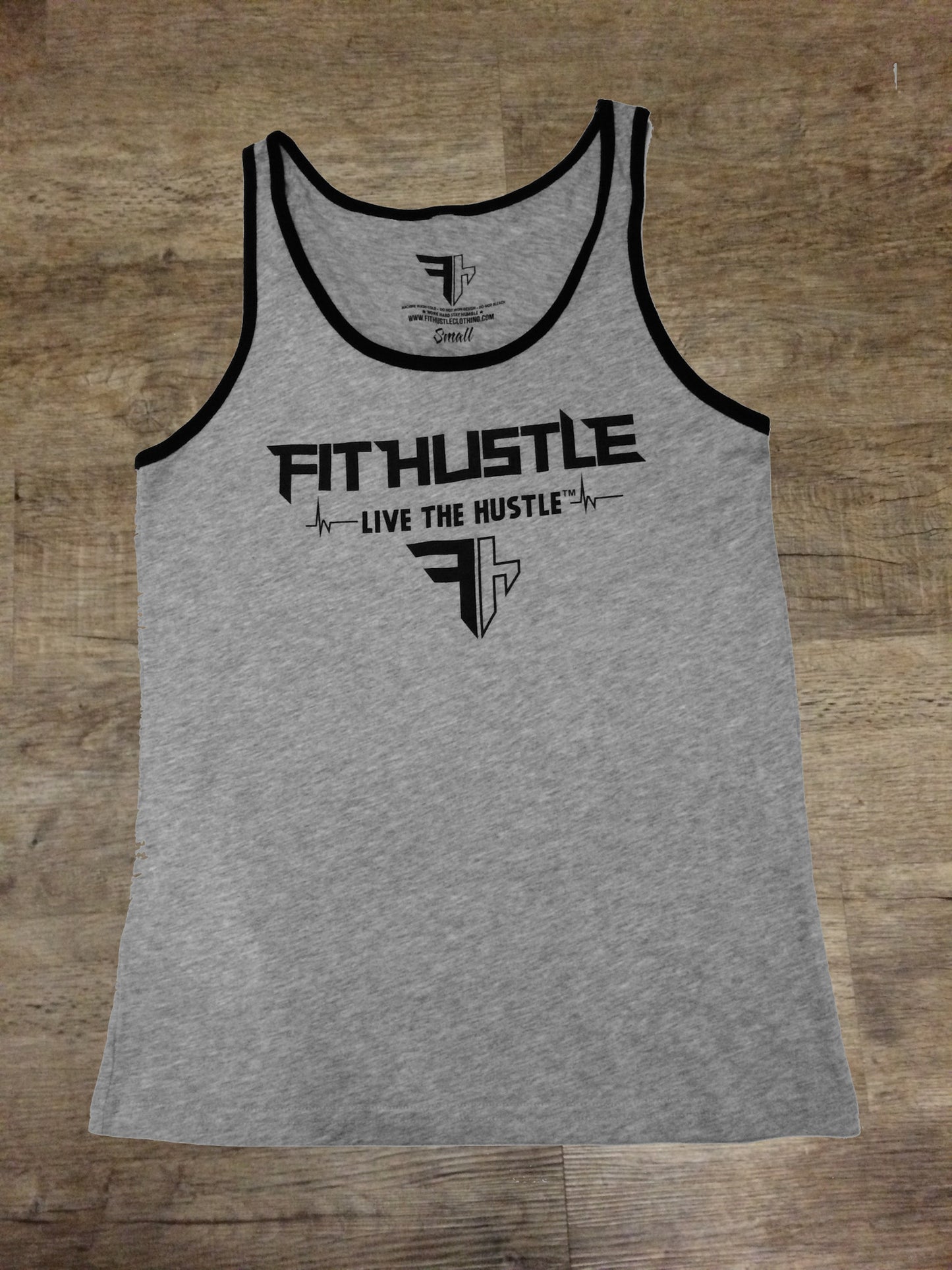 Athletic Heather (90/10)/Blk Pure Fit Hustle Nutritional Facts Tank Front 