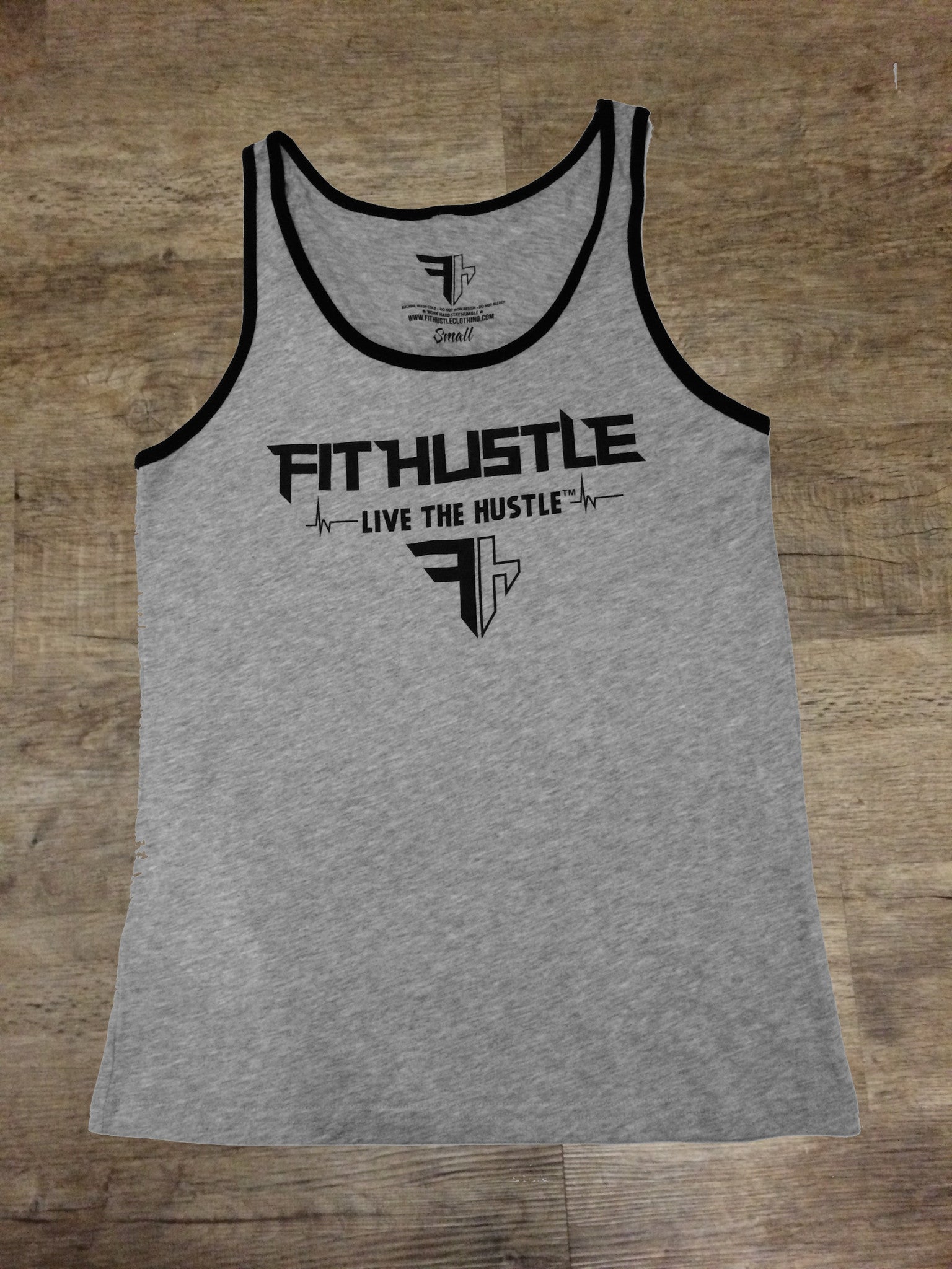 Athletic Heather (90/10)/Blk Pure Fit Hustle Nutritional Facts Tank Front 