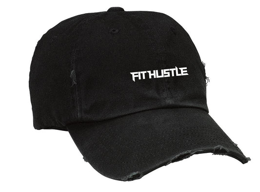 Distressed Black Twill Cap